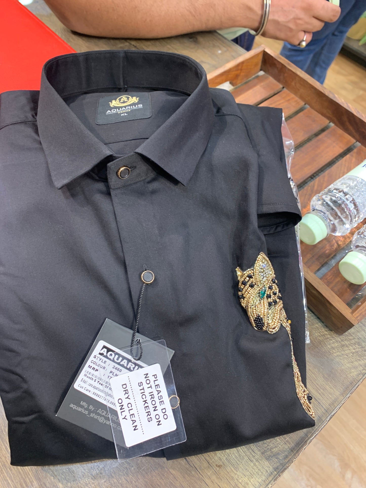 AQUARIUS CAT Black Color With AX stone Design Premium Quality Full sleeve Shirt 2460