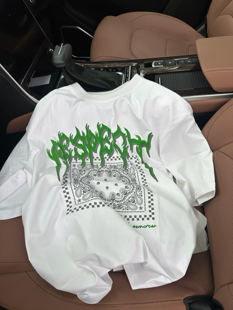 Special White Colour With Front Print Premium Quality Cotton Fabric Drop Shoulder Tshirt 65721