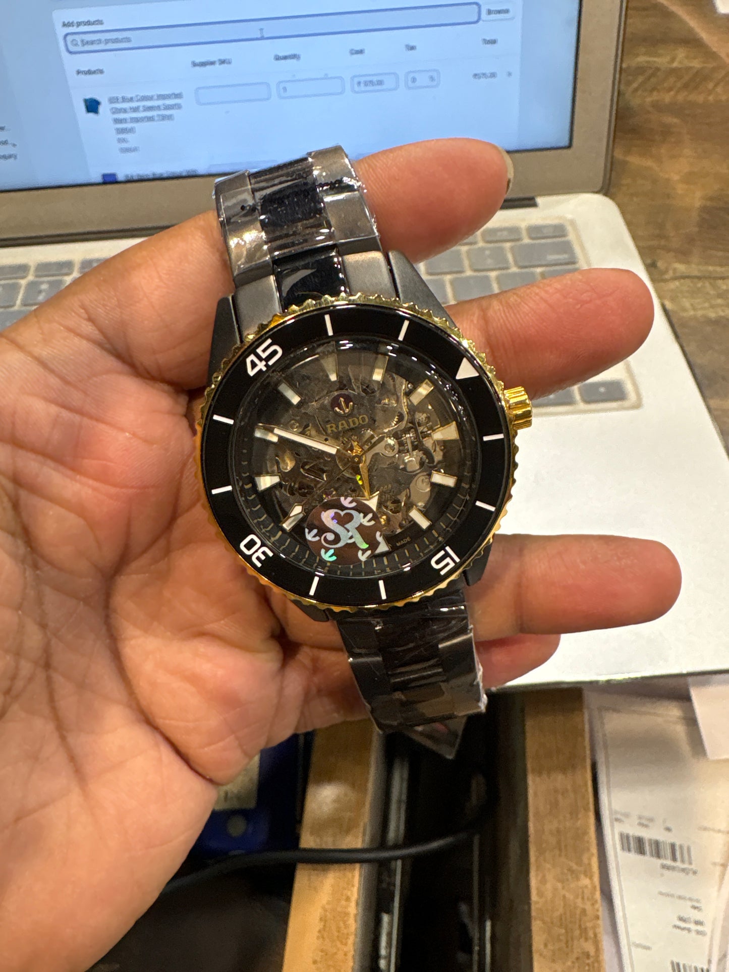 Dar Black Chain Black Dial Automatic Men Watch 990348