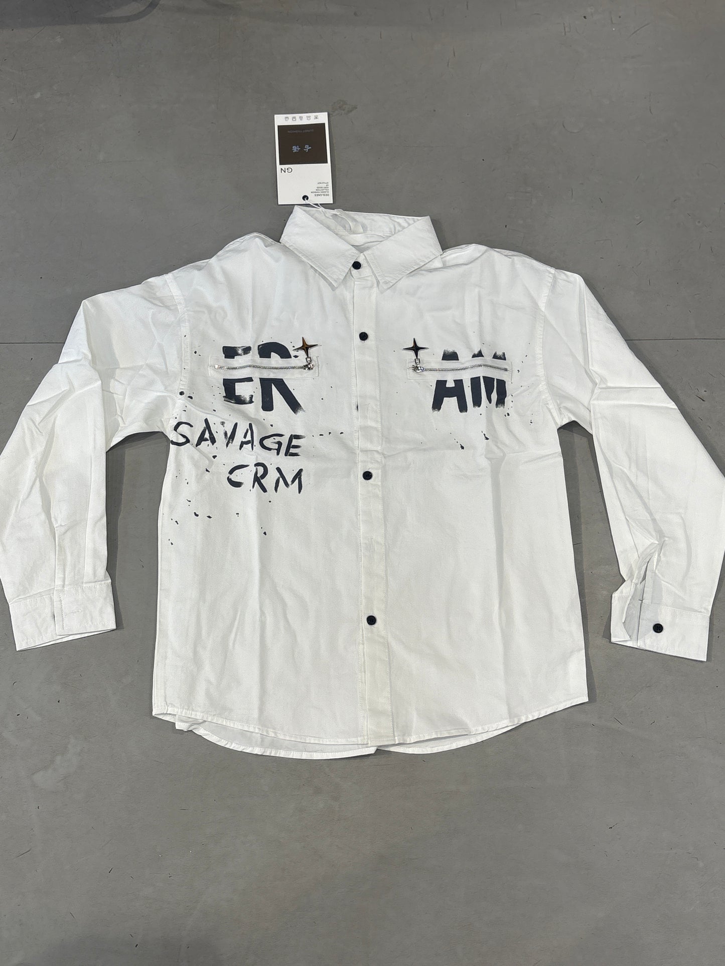 G.N White Colour Savage Crm Imported Full Sleeve Shirt 2638