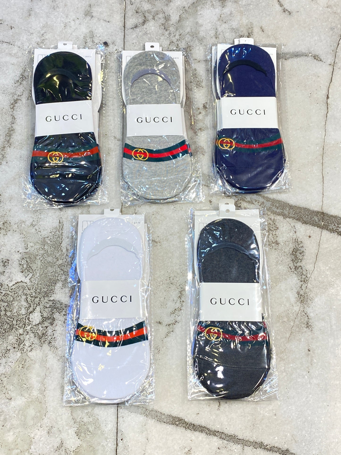 CUG Imported Green Red Striped GG Print Loafers Unisex Socks 988491