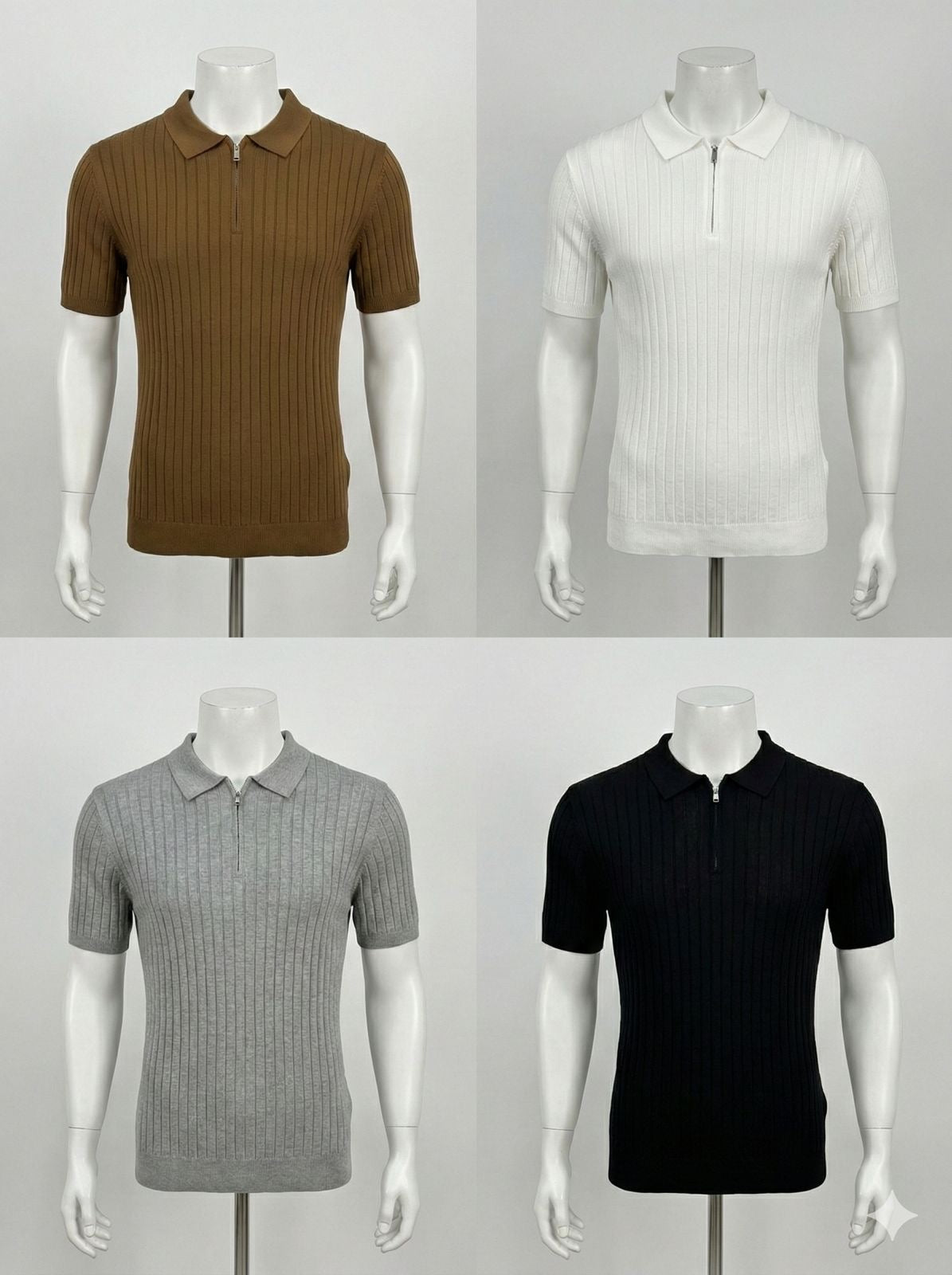 Modern Stylish White Colour Knitted Half Zip Coller Tshirt 7016