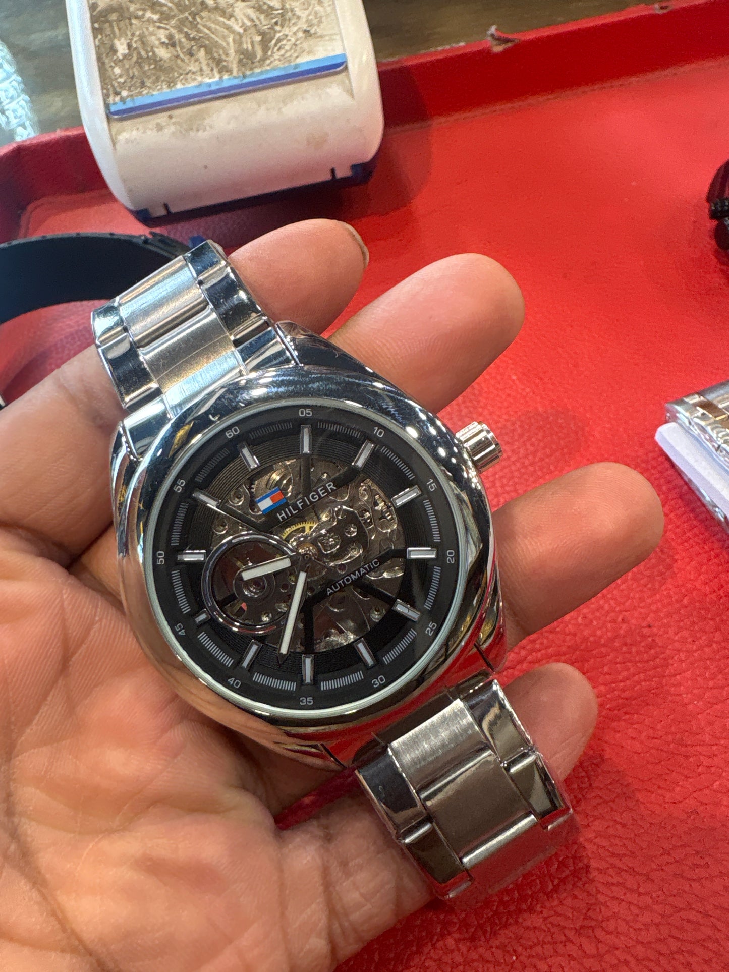 Mot Silver Chain Silver Ring Black Dial Automatic Men Watch 990424