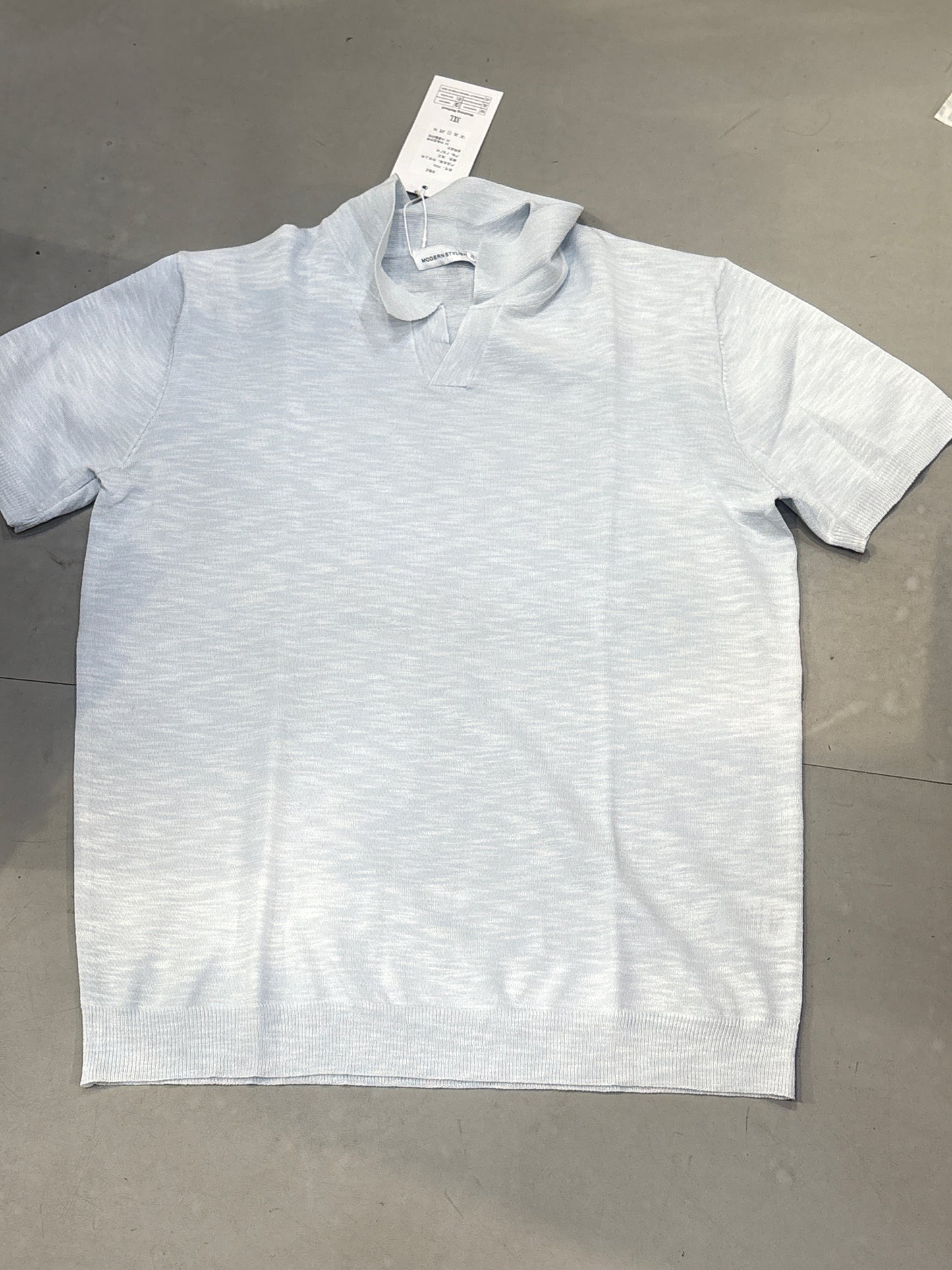 Modern Stylish Ice Sky Blue Colour V Neck Coller Tshirt 7055