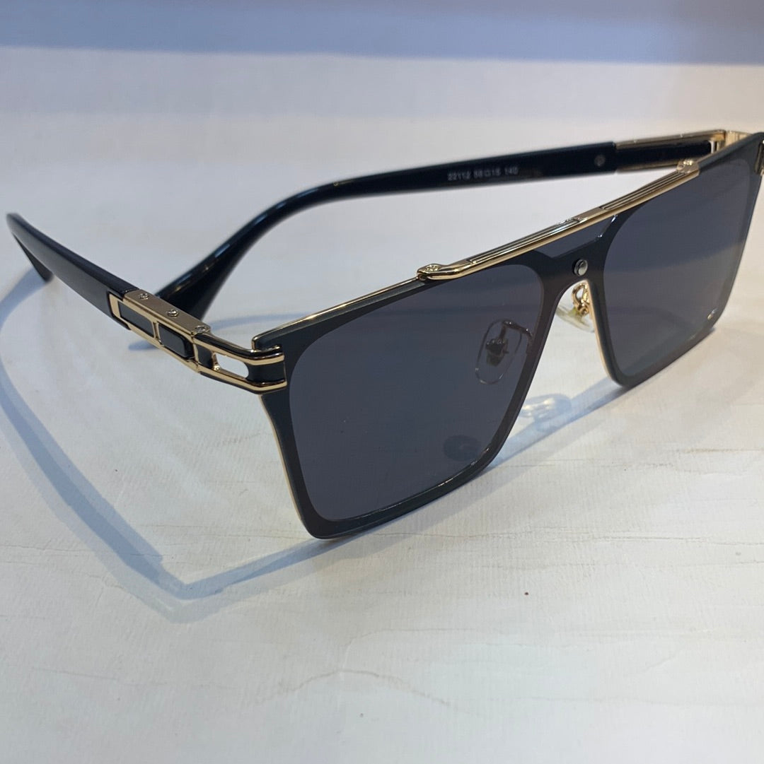 TID Golden Black Frame Black Shade Sunglass 22112 58 15 140