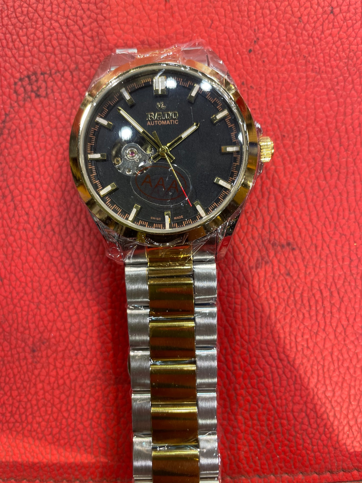 DAR RAD Golden Silver Chain Black Dial Automatic Men Watch 990930
