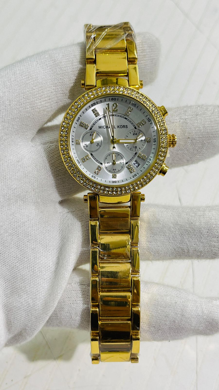 Cim Golden Chain White Dial Studed Ladies Watch 989364