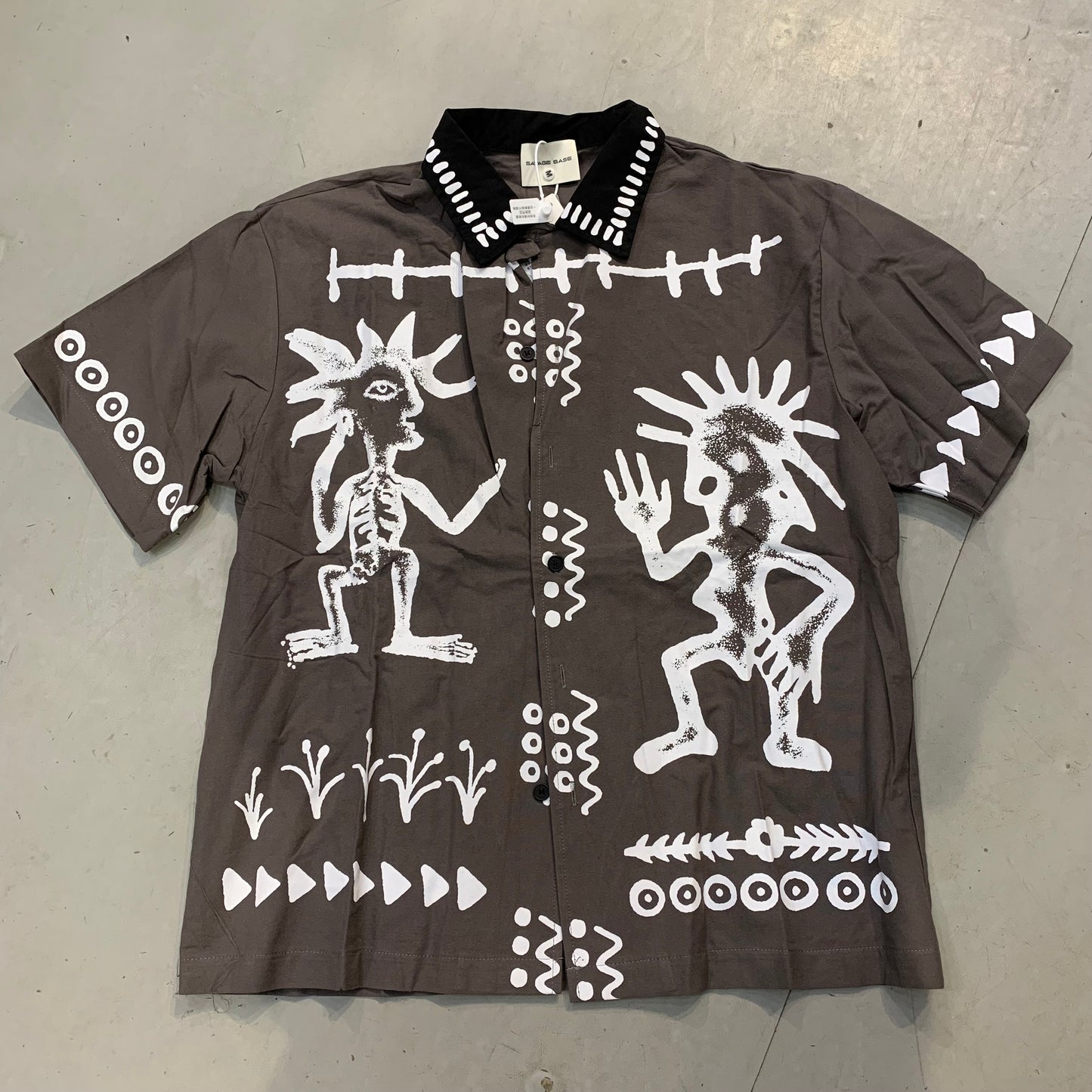 SAVAGE BASE Gray Colour Black Collar With White Print Imported unisex shirt YR9340