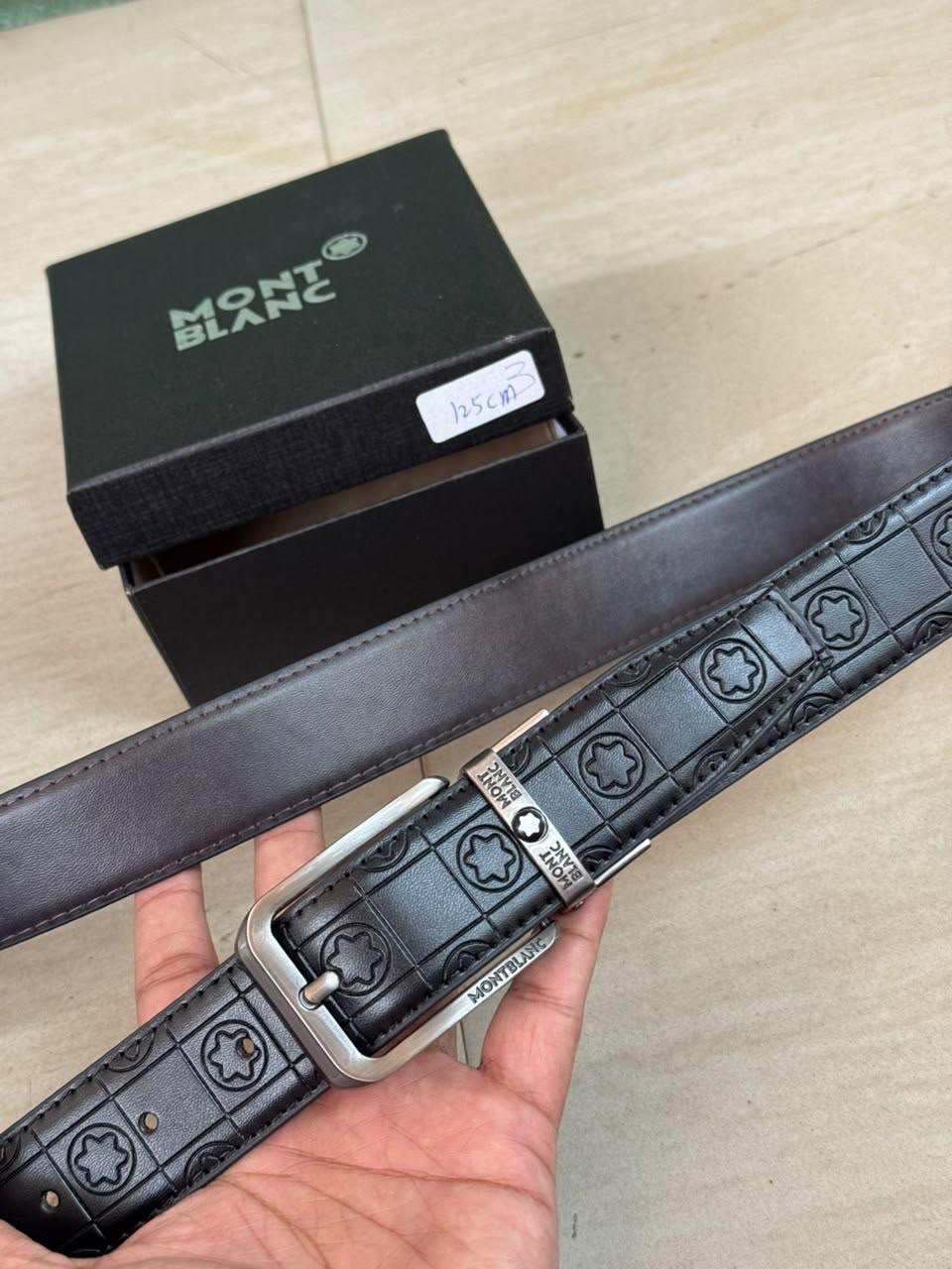 NOM MON Matte Grey Buckle Brown Black Double Side Strap Men’s Belt 991371