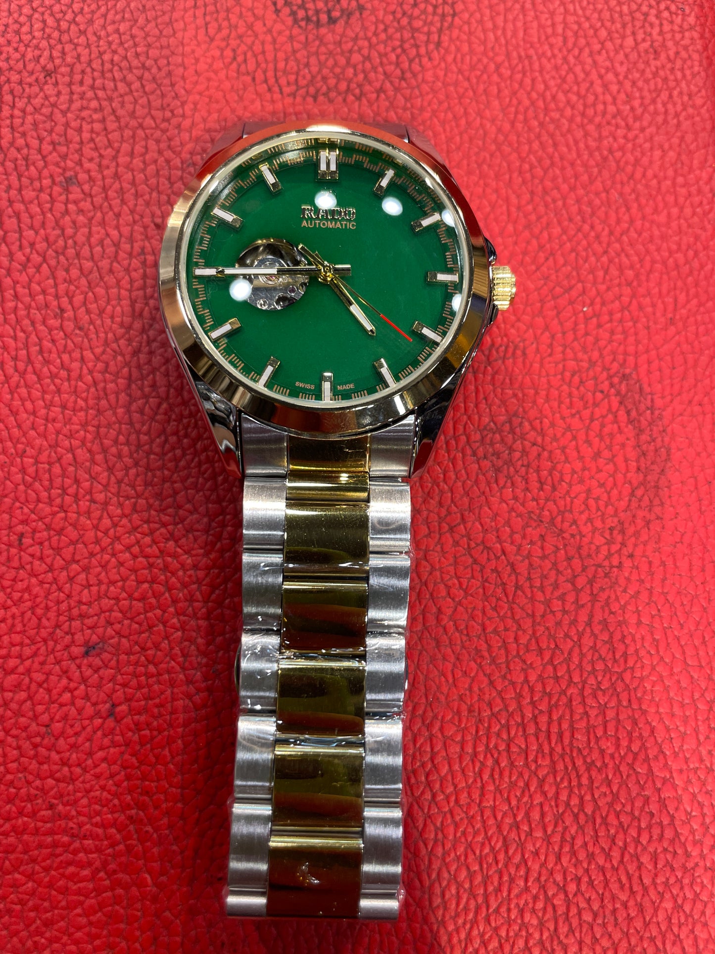 DAR RAD Golden Silver Chain Green Dial Automatic Men Watch 990932