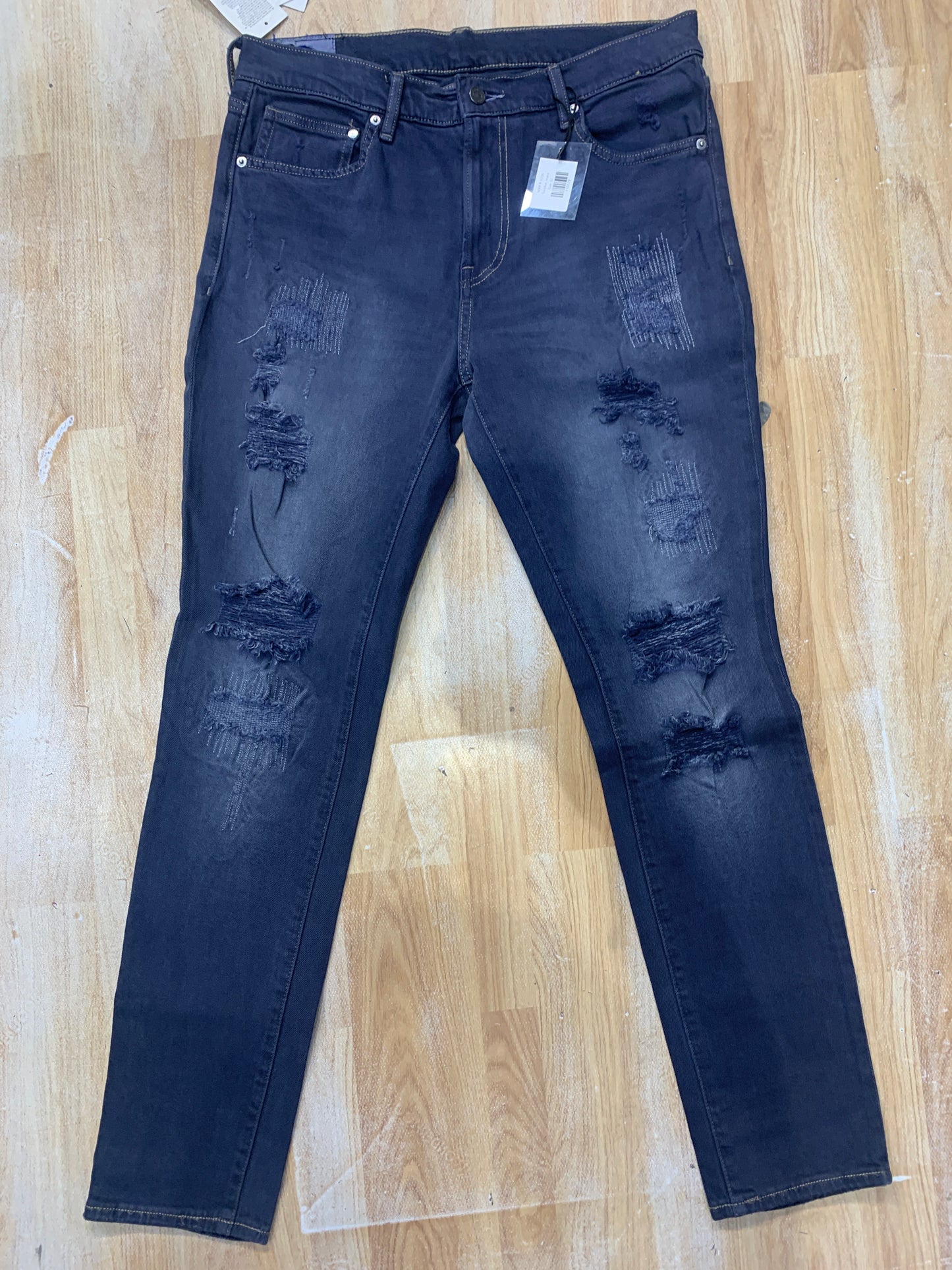 Denim Navy Blue Regular Fit Rugged Jeans 110137