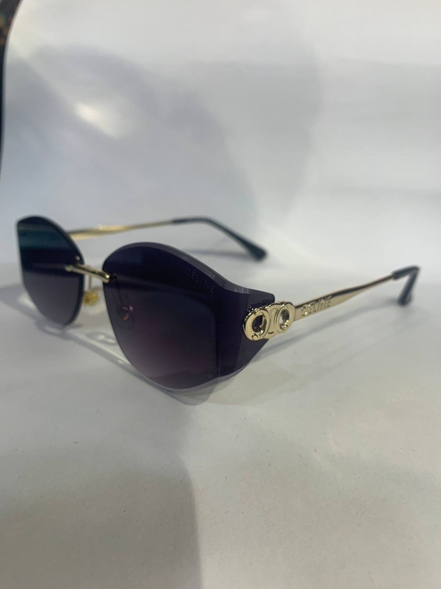 LEC Frameless Purple Shade Golden Stick Unisex Sunglasses 68084 54 18 142