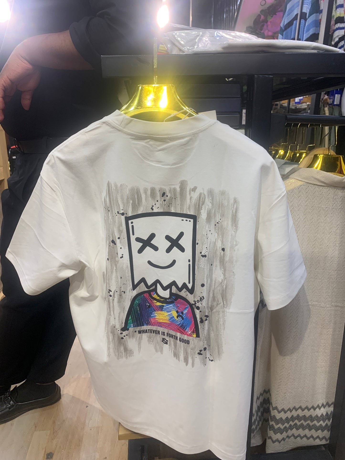 BRAND Tshirt Cream Colour Happy Good 77001