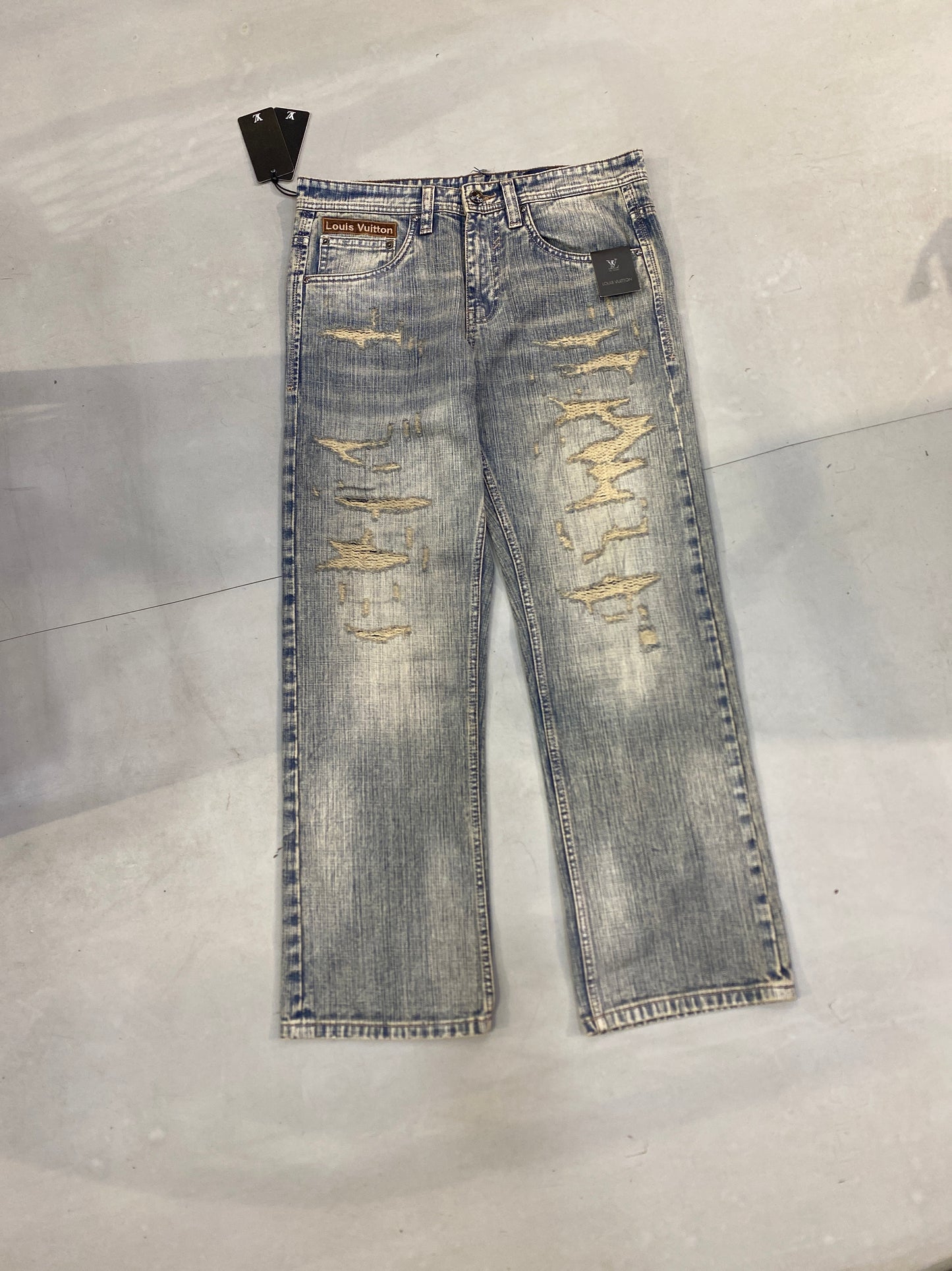 UOL LOU Light Blue Grey Colour Rugged Style Straight Fit Men’s Jeans 14368