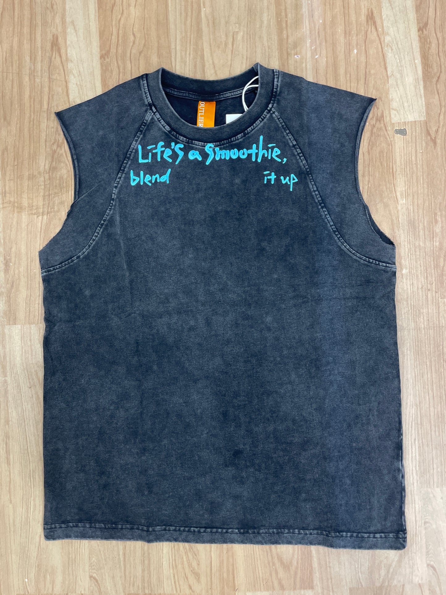 OUTLIER Black Colour Life’s a smuuthie, blend it up print Premium Quality Tank Top OL 492