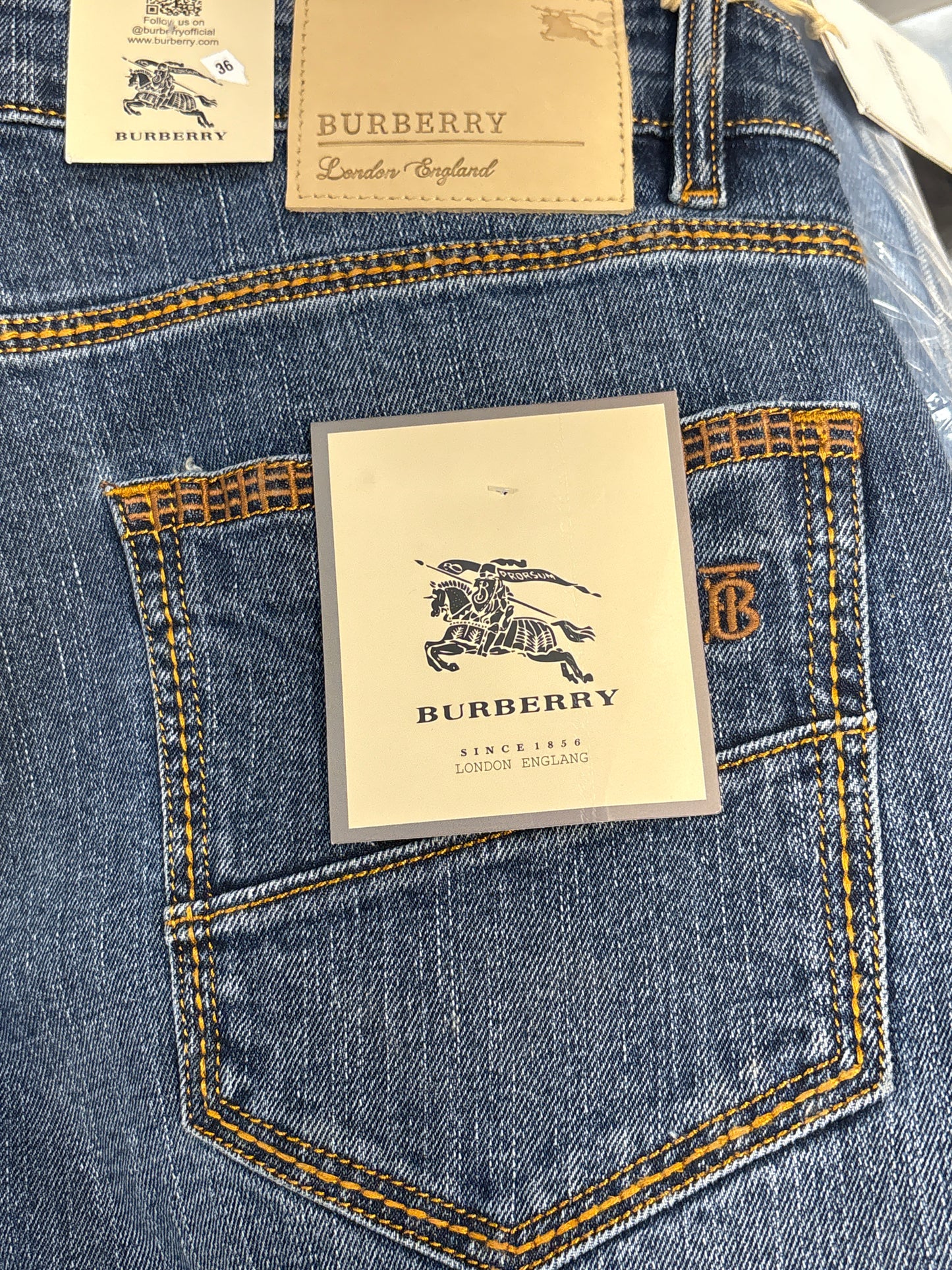 Rub Bur Blue Colour Orange Thread Work Straight Fit Jeans 6912781849607