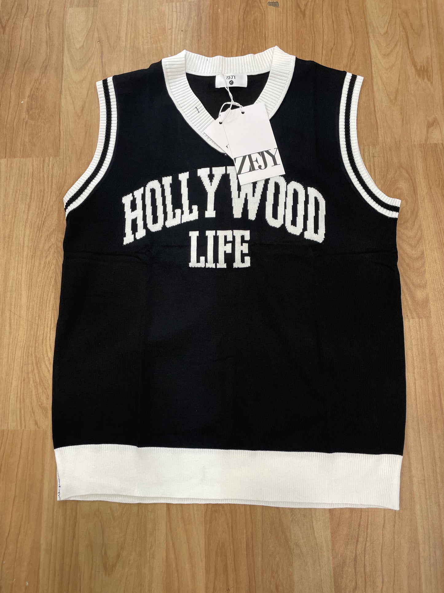 ZFJY Black Colour HollyWood Life Print Premium Quality Tank Top 9608