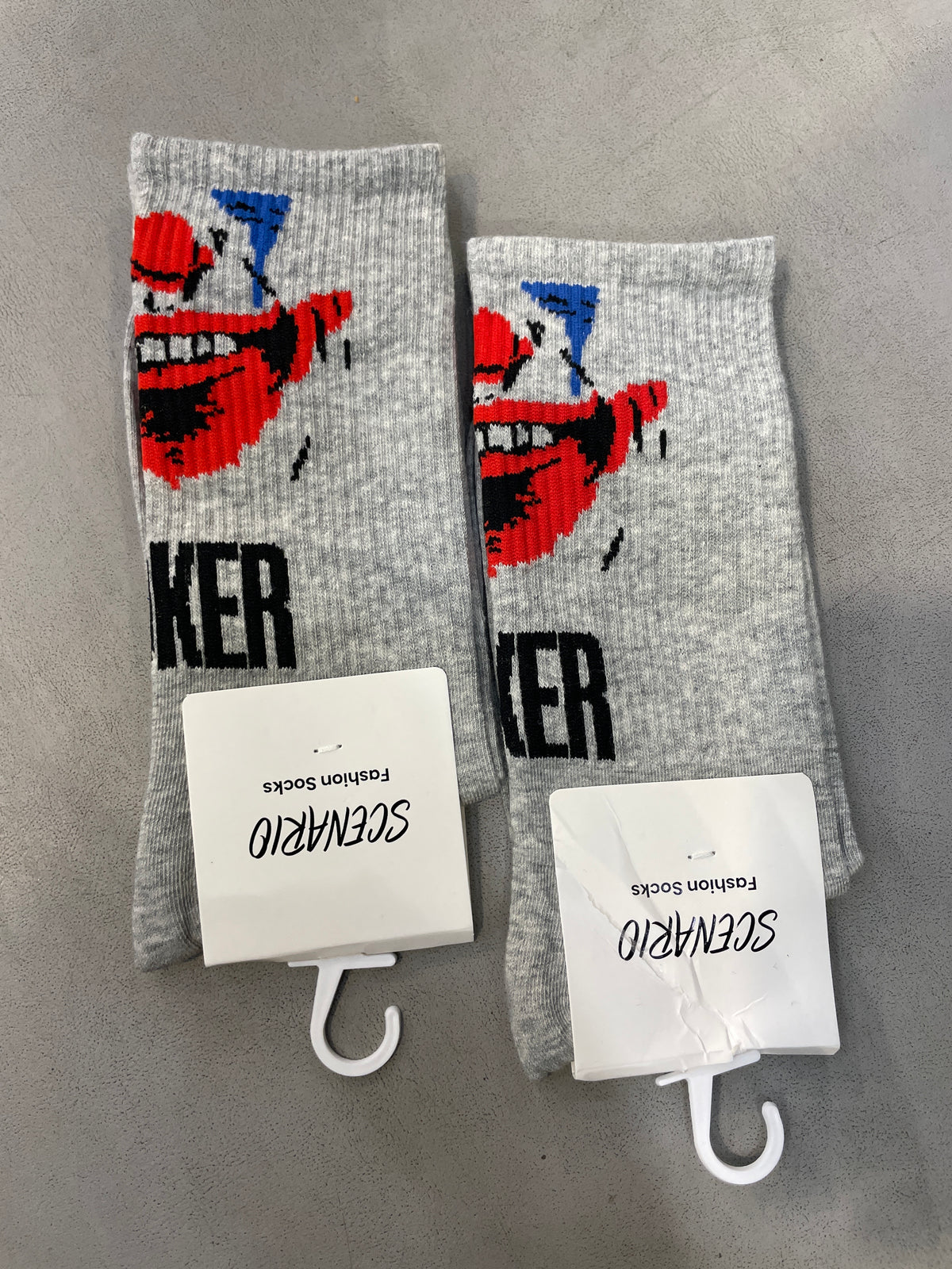 Scenario Grey Colour Joker Print Premium Quality Full Socks 991176