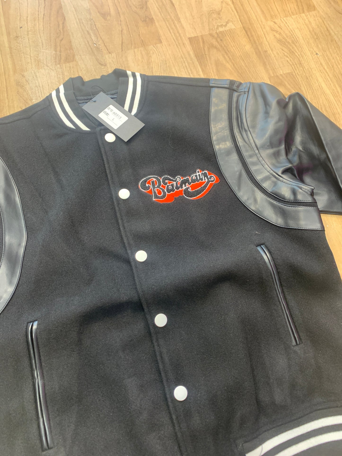 LAB Black Colour With Front Embroidery Premium Quality Varsity Jacket 90952