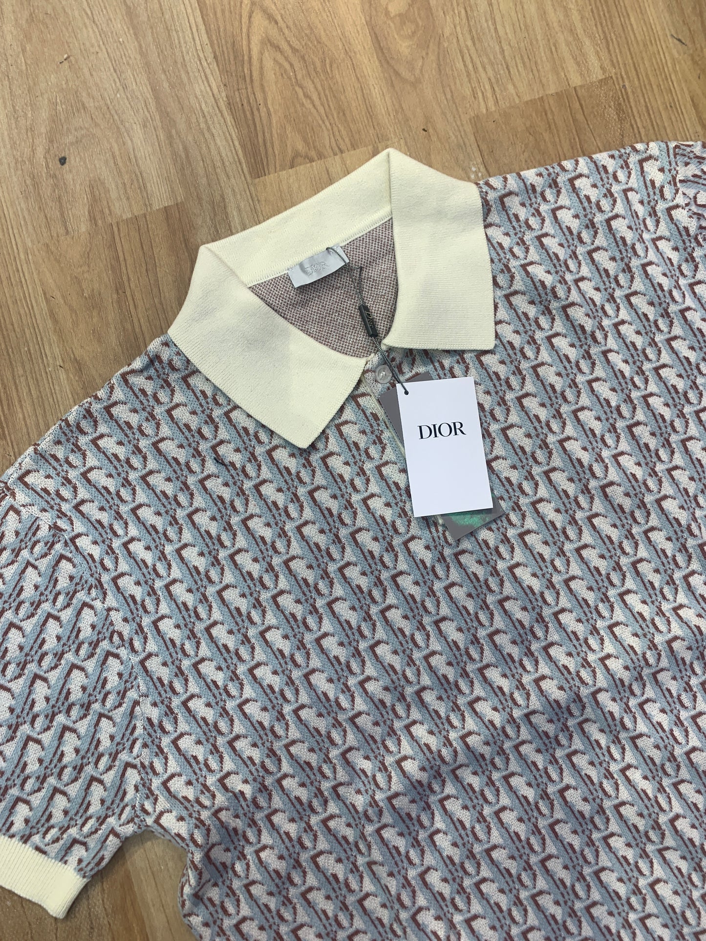 OID Cream Colour Brown Grey OID Print Premium Quality collar Tshirt 80830