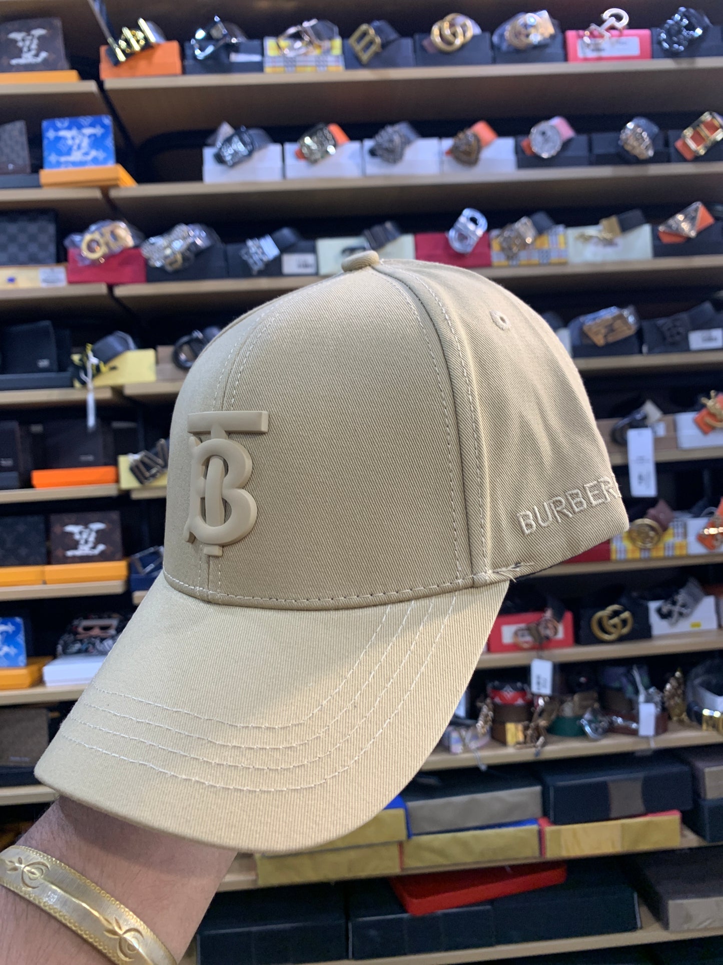 RUB BUR Beige Colour Big Logo Imported Unisex Cap 989004