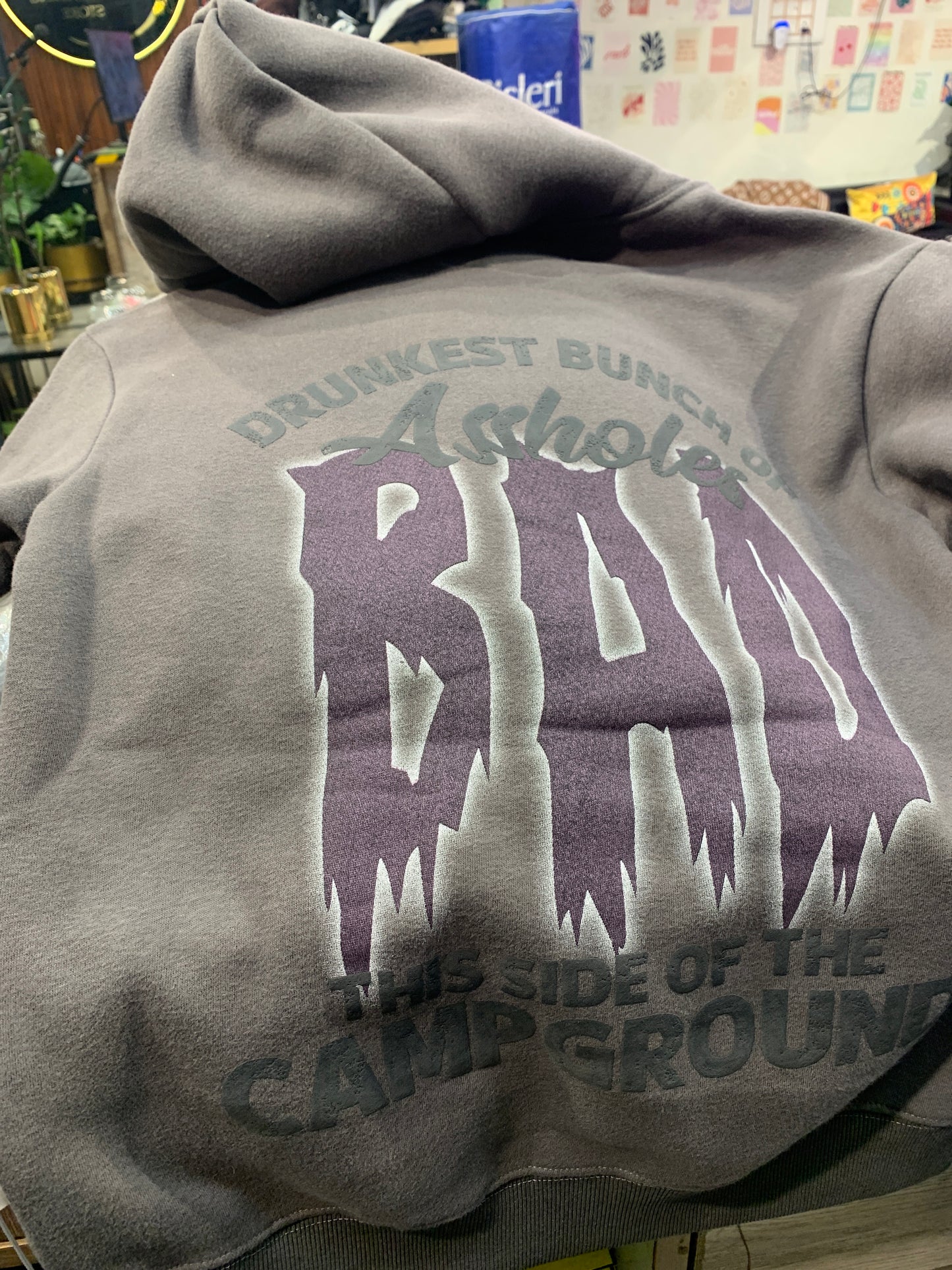 Gee2 Island Grey Colour Hoodie Back Print BAD Purple 90964