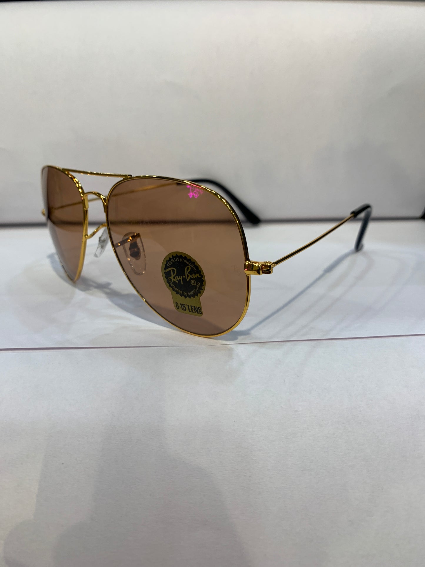 YAR RB Golden Frame Peach Shade Unisex Aviator Sunglass RB 3026 62 14-135