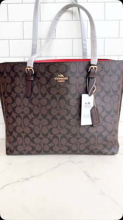 AOC COA Dark Brown Colour Monogram Design Premium Tote Ladies Bag 533
