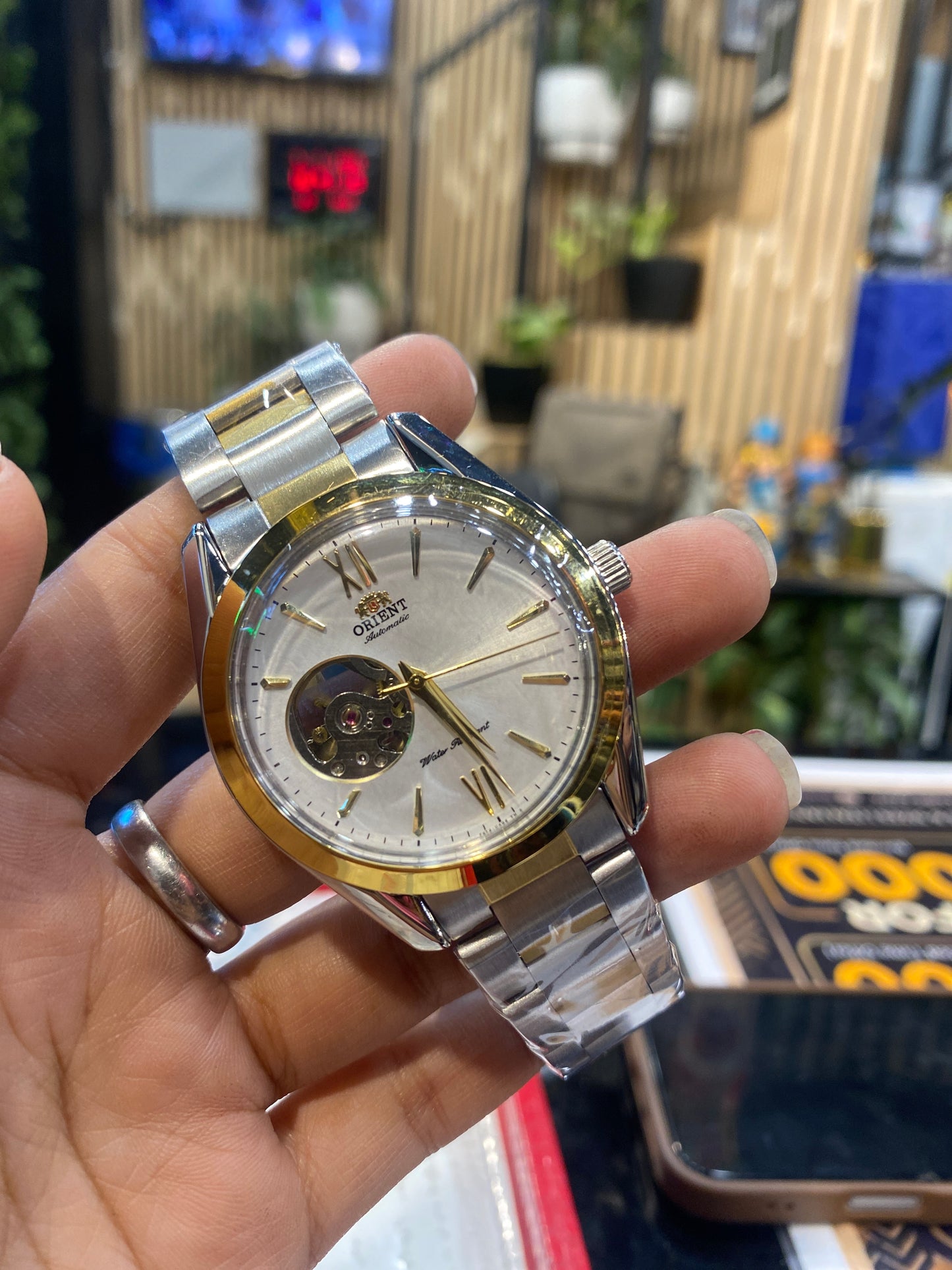 IRO ORI Gold Silver Chain With White Dial Automatic Machine Premium Quality Men’s Watch 990628