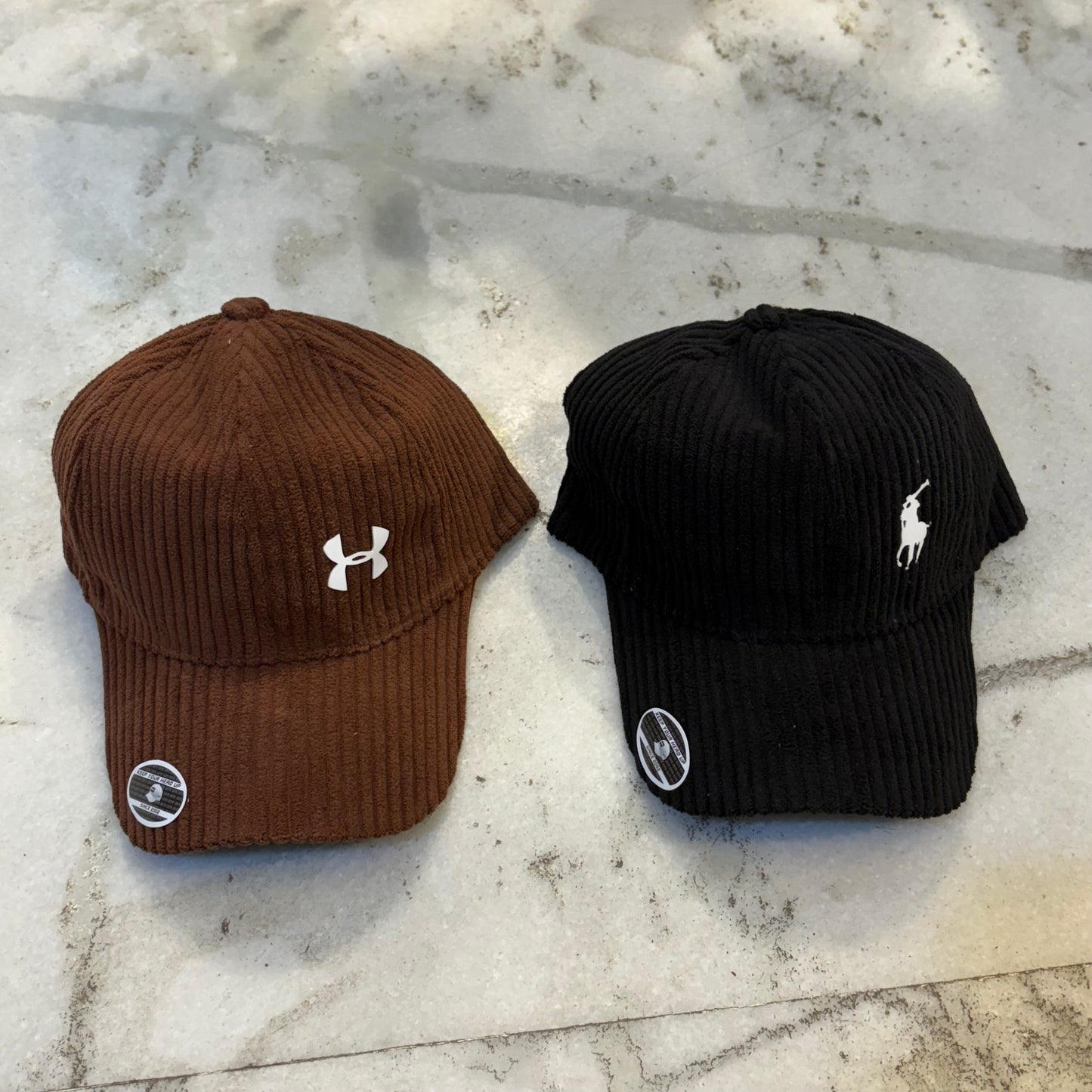 DNU Brown Colour White Logo Corduroy Caps 2907