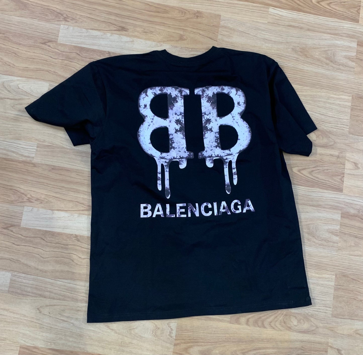 LAB Black Colour Black Print Premium Quality Half Sleeve Tshirt 636106