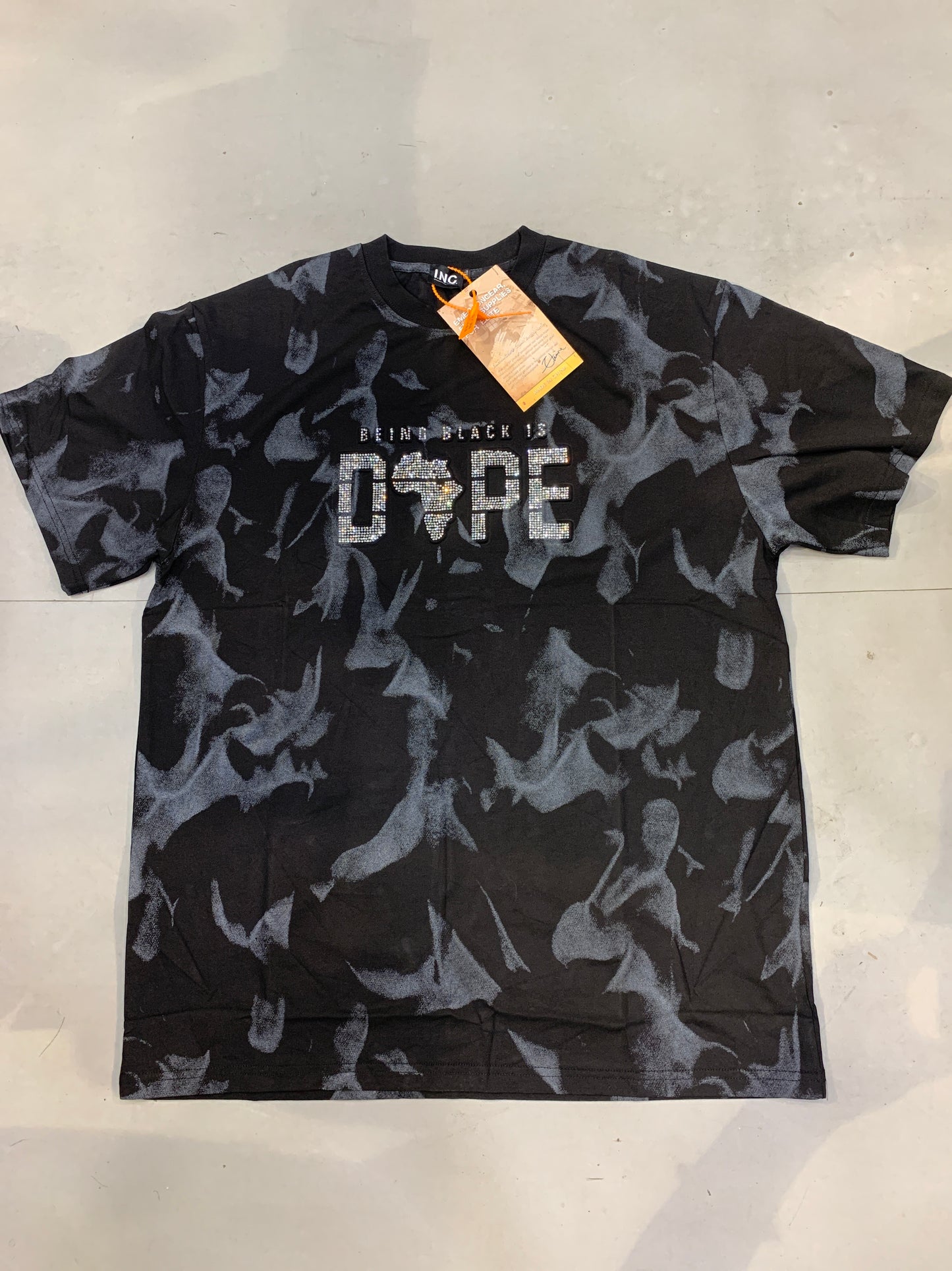 I.N.C BEING BLACK Is DOPE Black Faded Grey With Stone Work Premium Quality Imported Unisex T Shirt 990370