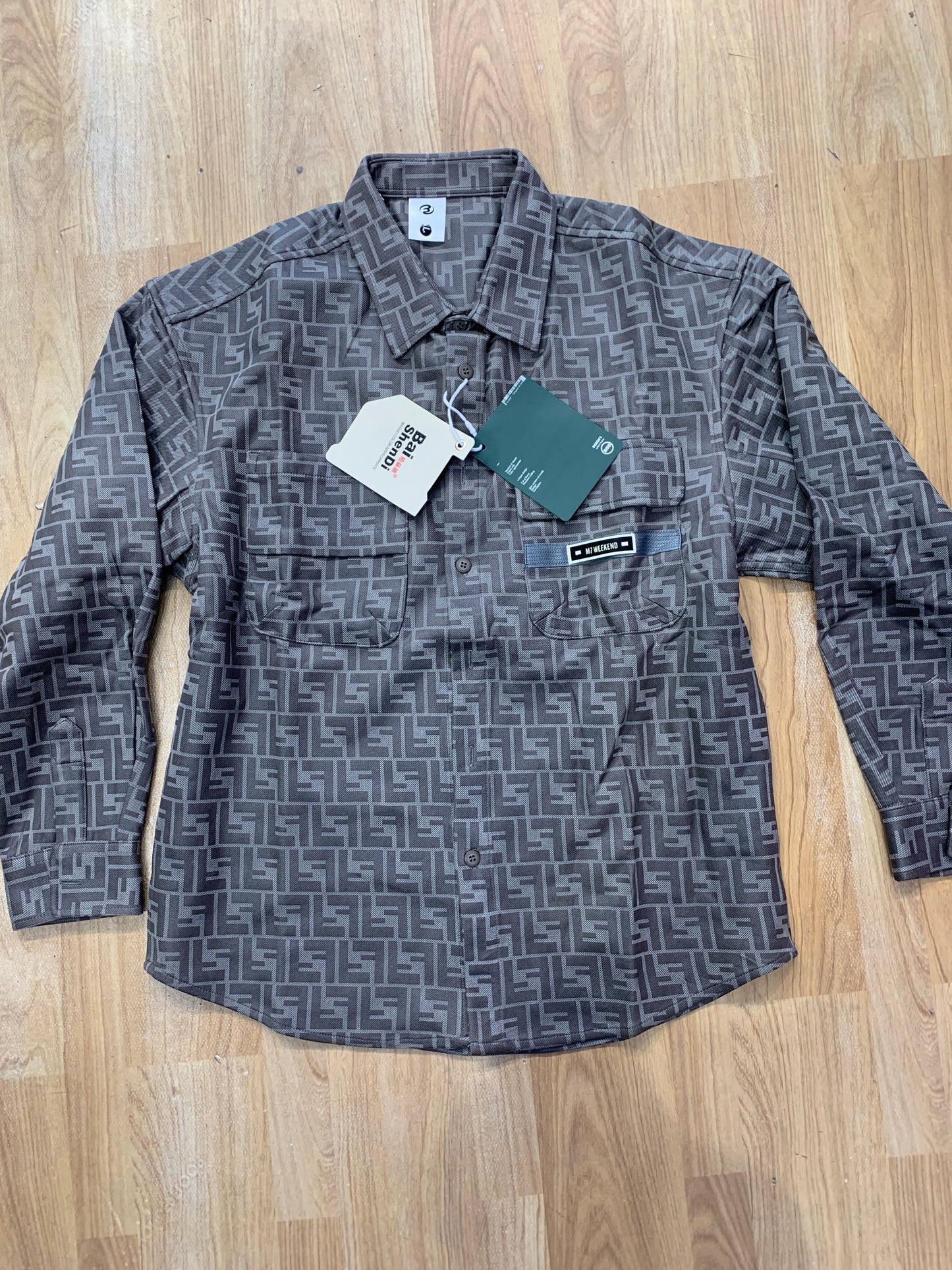 M7Weekend Shacket Grey Colour FF Print Y280