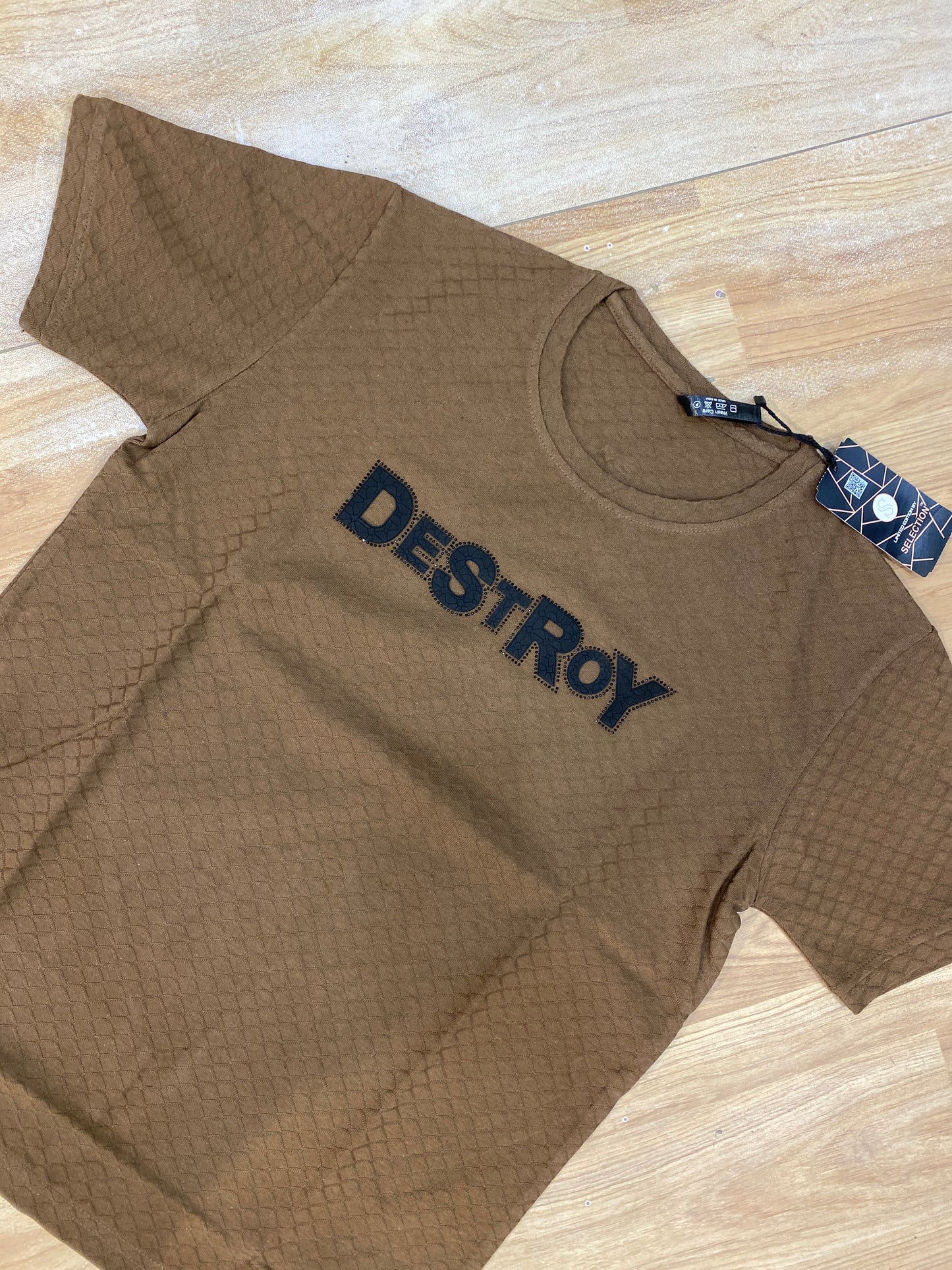 Selection dark brown imported fabric T-shirt unisex 654985