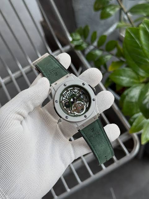BUH HUB Olive Green Strap Silver Ring Green Dial Men’s Watch 991399