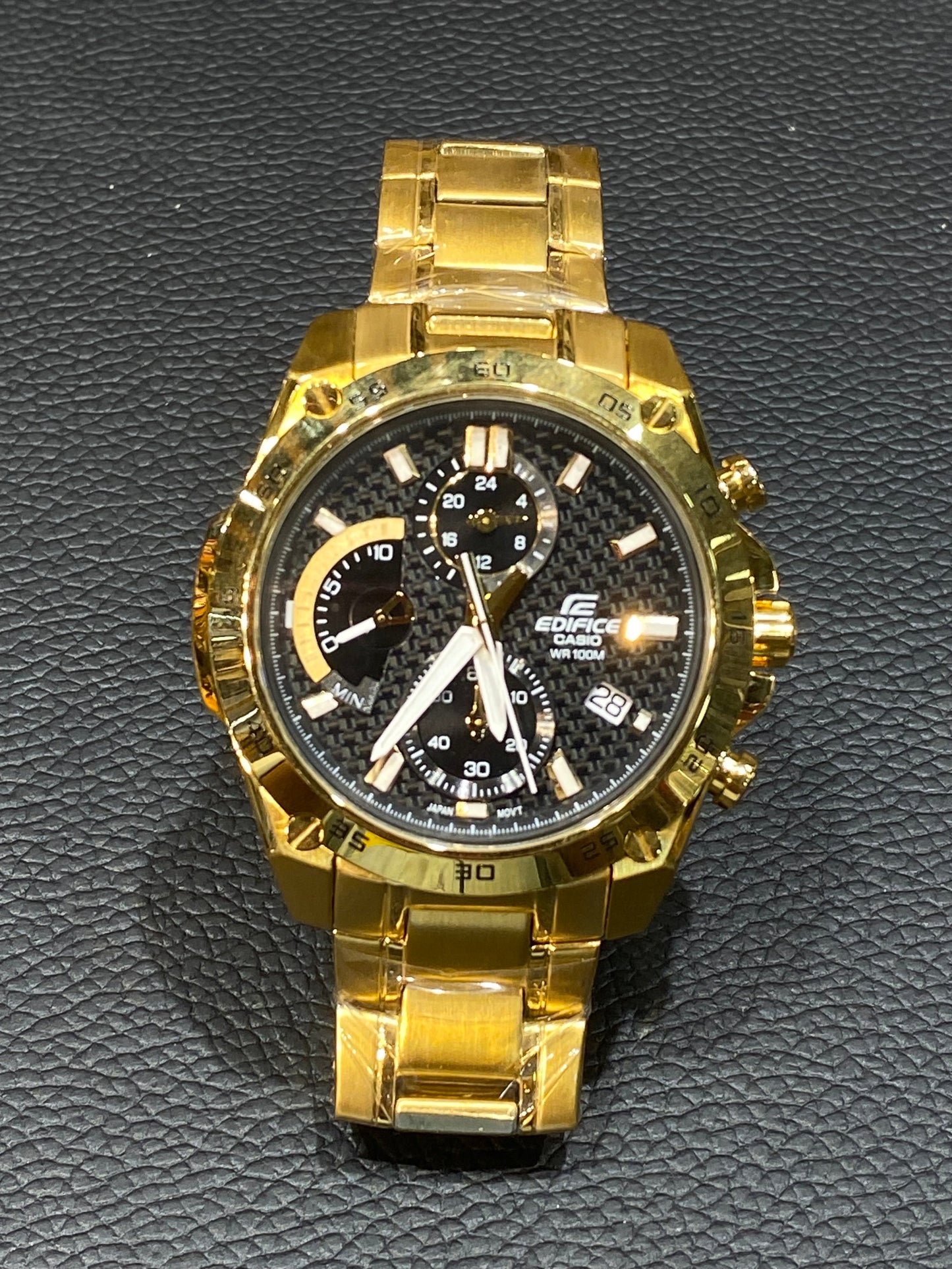 IDE Gold Chain Gold Ring Black Dial Men's Watch 987952
