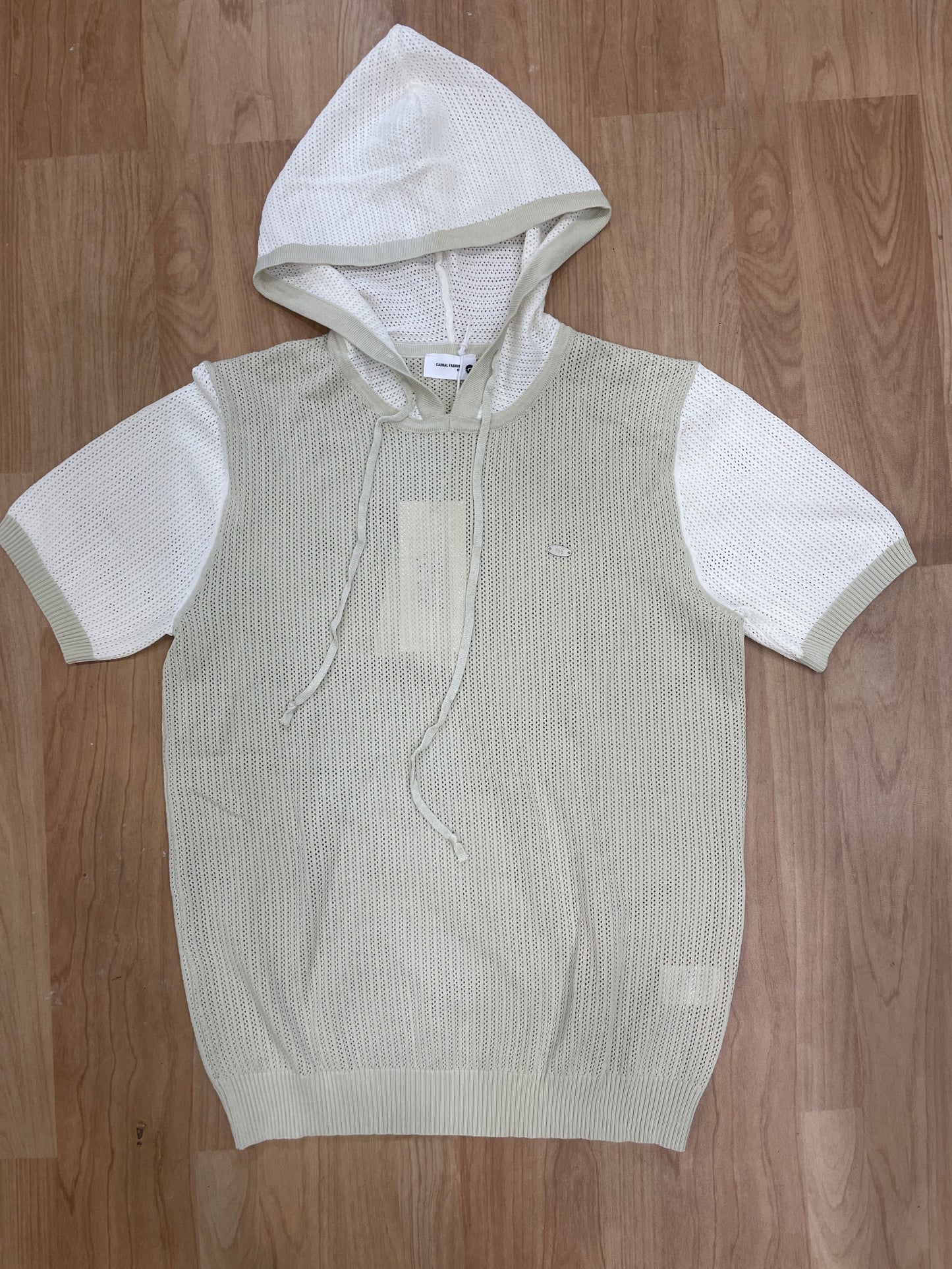 Casual Fashion Pista Green White Colour Knitted Premium Quality Hoodie T-Shirt 26200