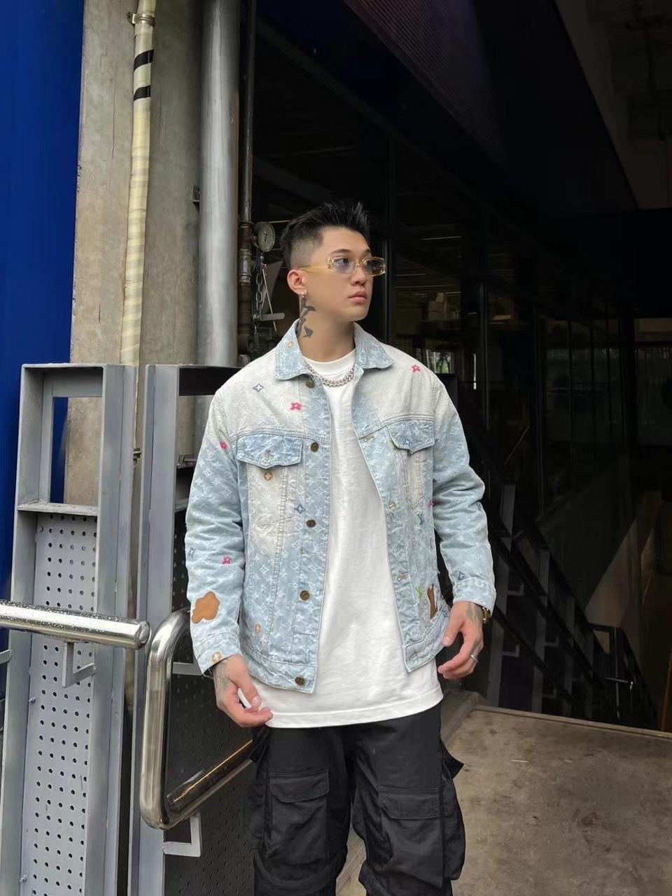 VL UOL Blue Grey Wash Colour With Monogram design Denim jacket Y14