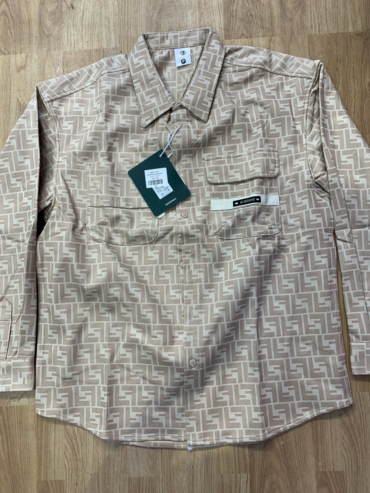 M7Weekend Shacket Brown Colour FF Print Y281