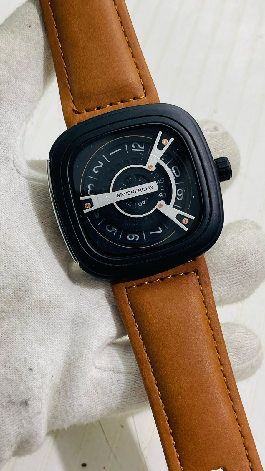 Ves Tan Strap Square Dial Watch For Men 988808