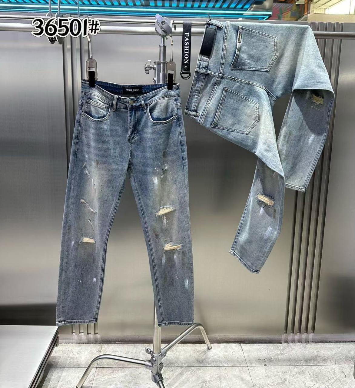 Bal Lab Mas Tambem Medid Rouged Paint Blue Colour Carrot Fit Jeans 36501