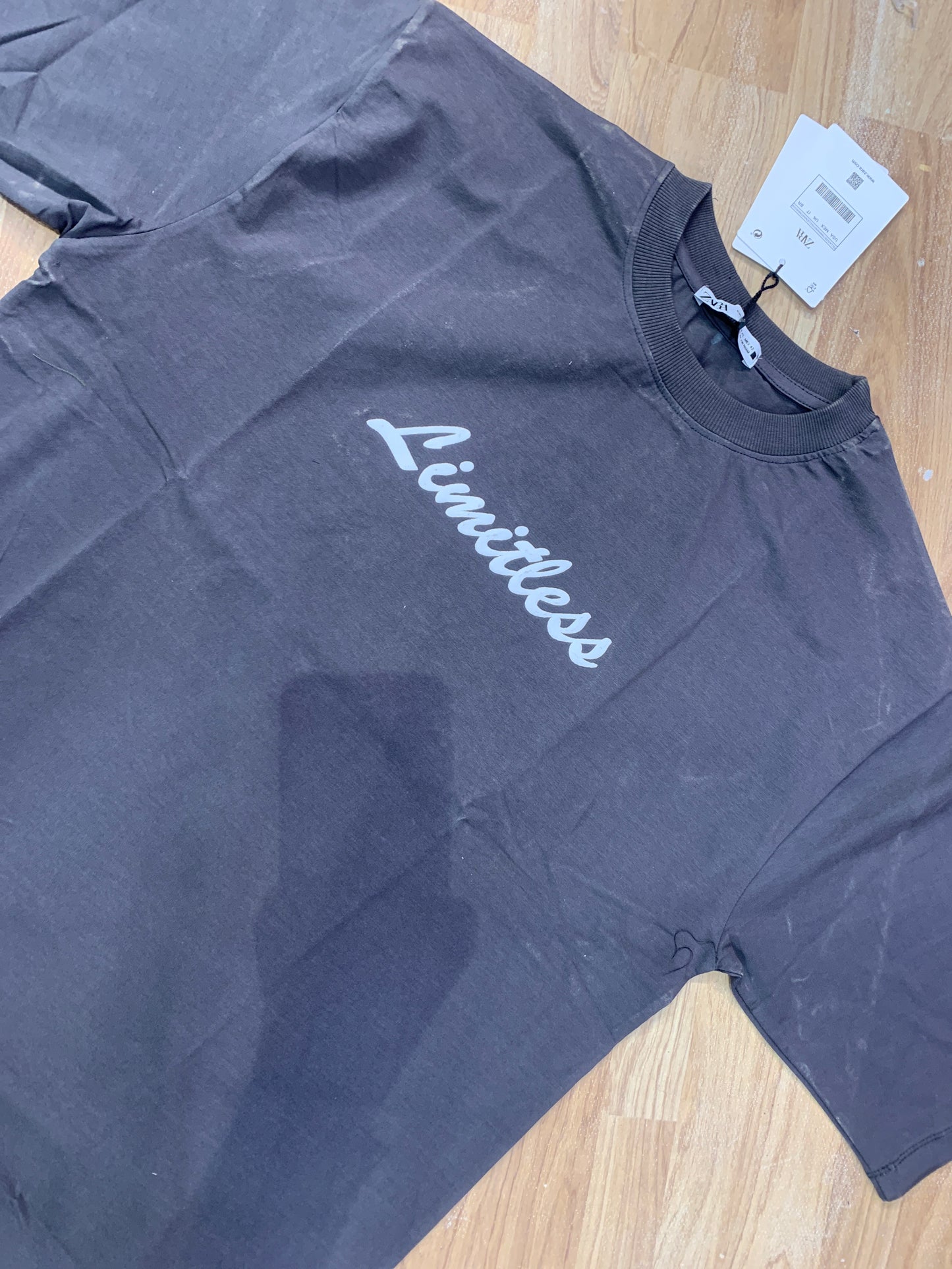 Raz cotton imported T shirts dark gray Colour drop shoulder Limitless 988666