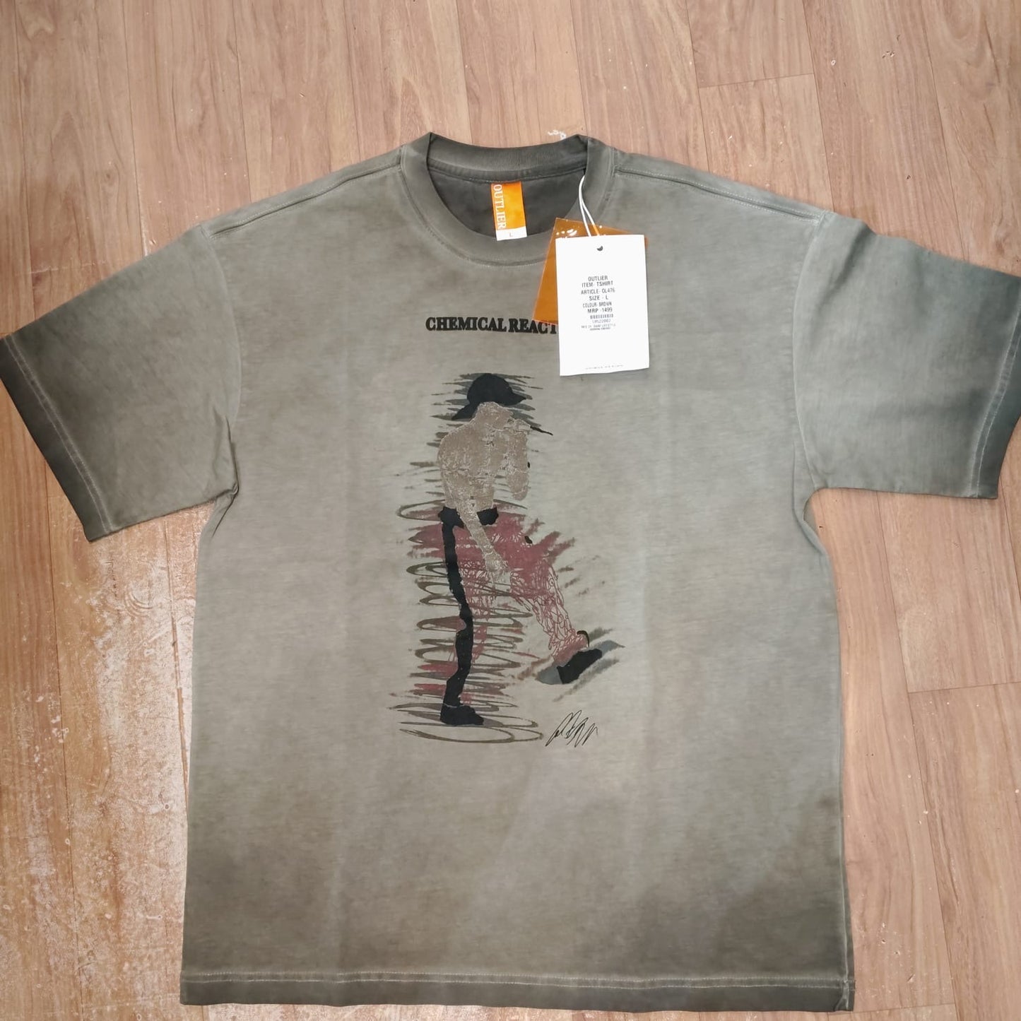 OUTLIER Brown Colour Chemical Reaction Print Premium Quality Round Neck T-Shirt OL 476