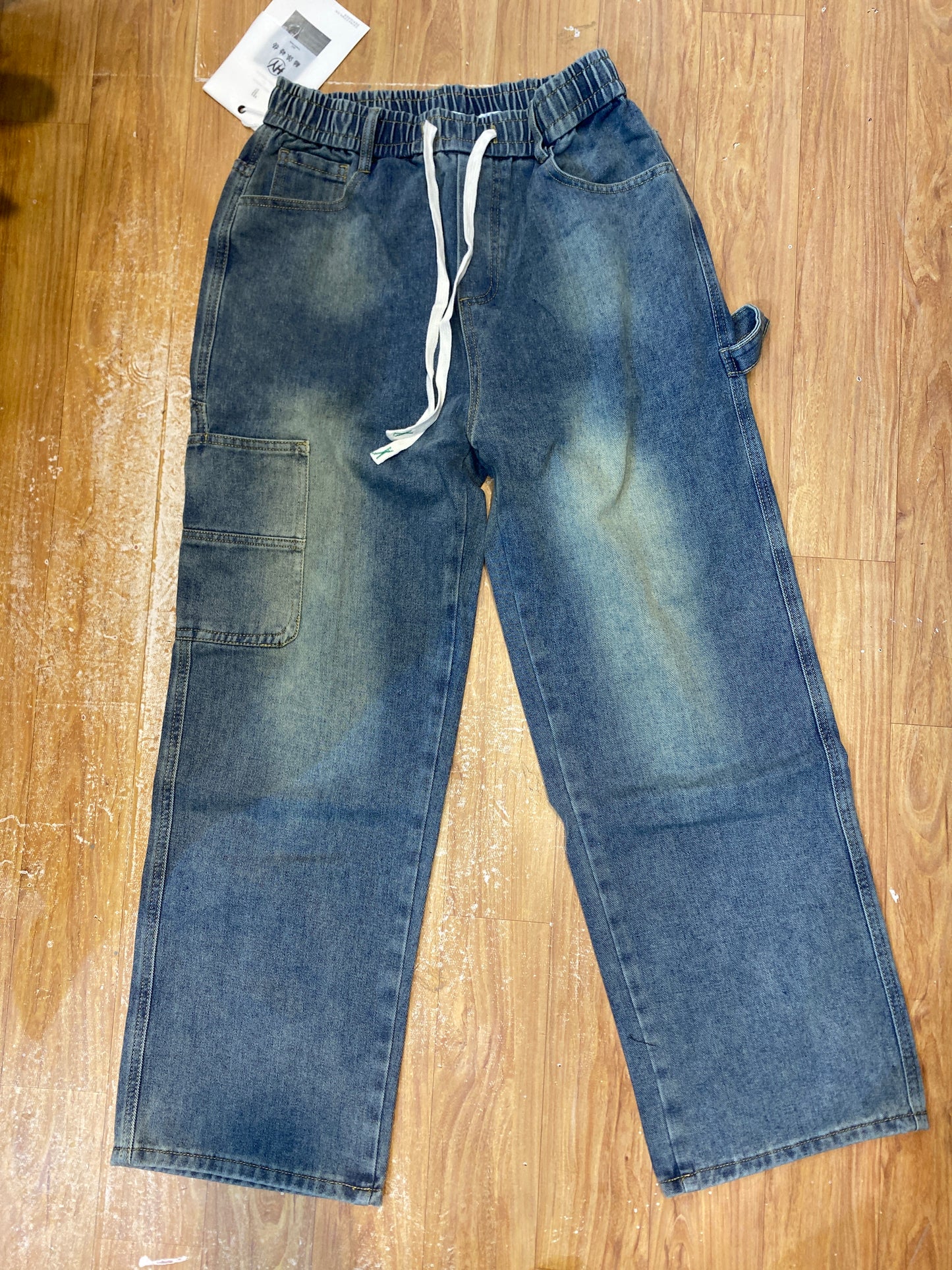 HY Blue Greenish Faded Colour Baggy Fit Five Pocket Unisex Jogger Pant 7066