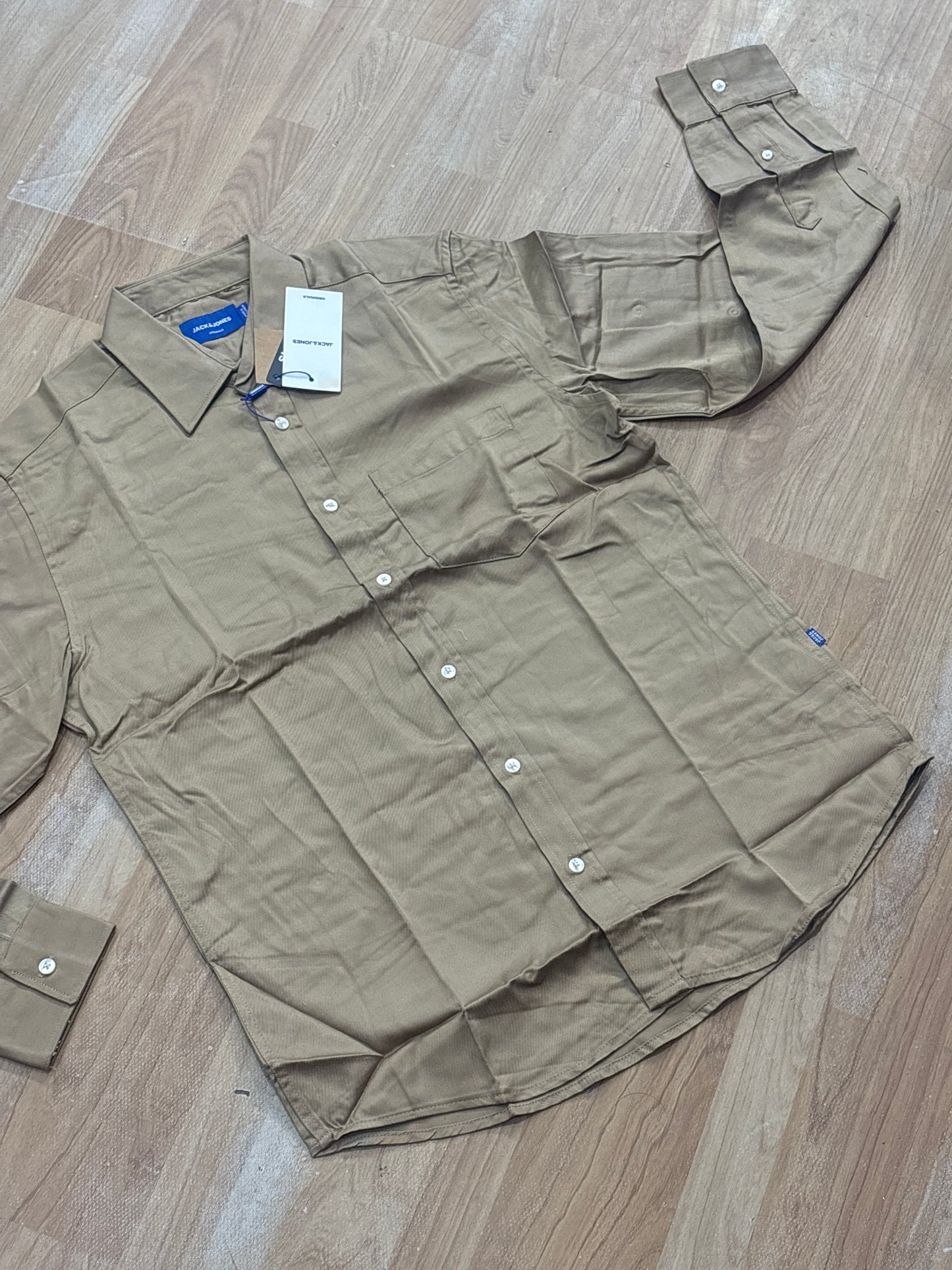 Jack JJ Khakhi Beige Colour Imported Full Sleeve Shirt 988683