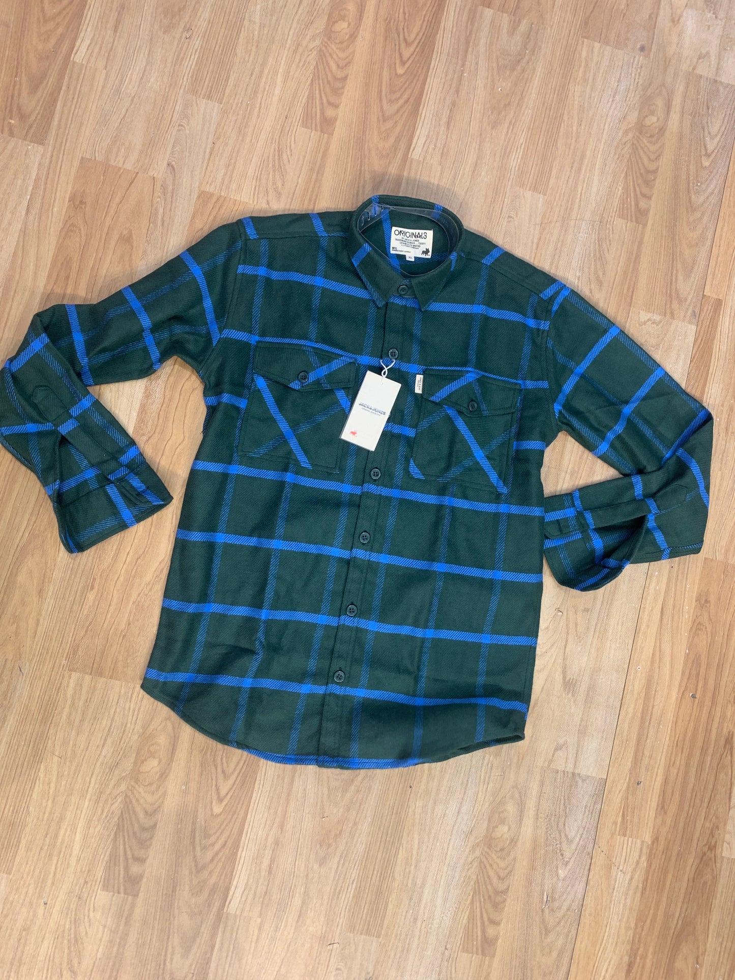 CAJ Green Blue Check Shirt Cotton Fabric Relaxed Fit 8879