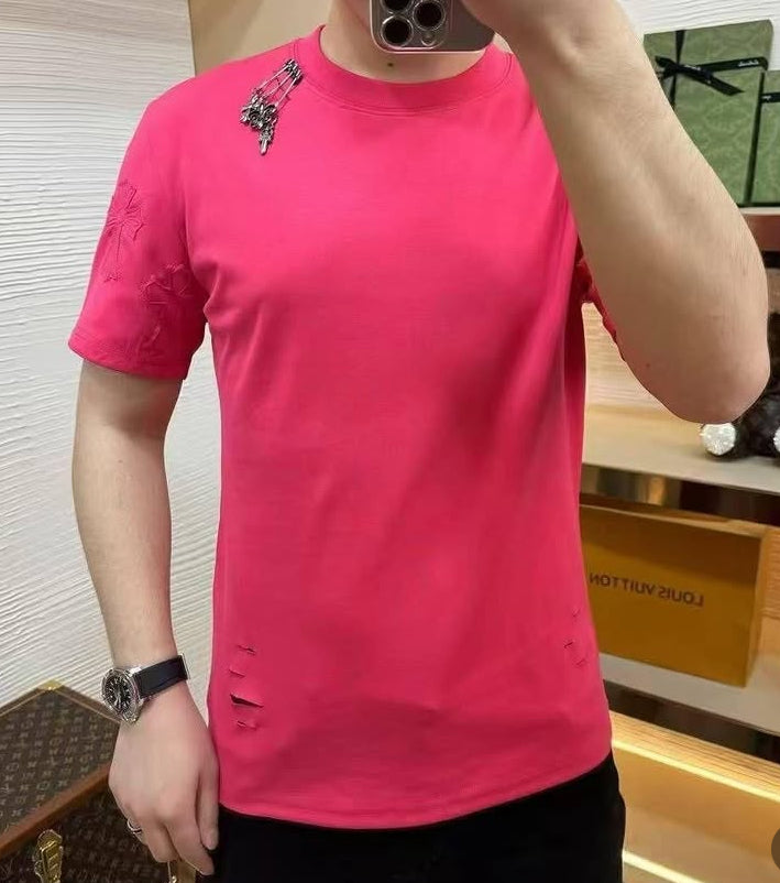 Helador Chr RHC Pink Colour Cut Print safety pin T-Shirt 83280