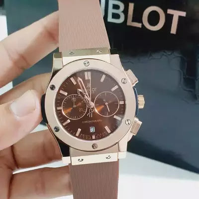 BUH HUB Brown Strap Black Copper Dial Men Watch 901252