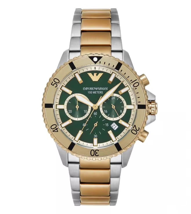 Mra Sliver Gold Chain Green Gold Dial Premium Quality Men’s Watch 990132