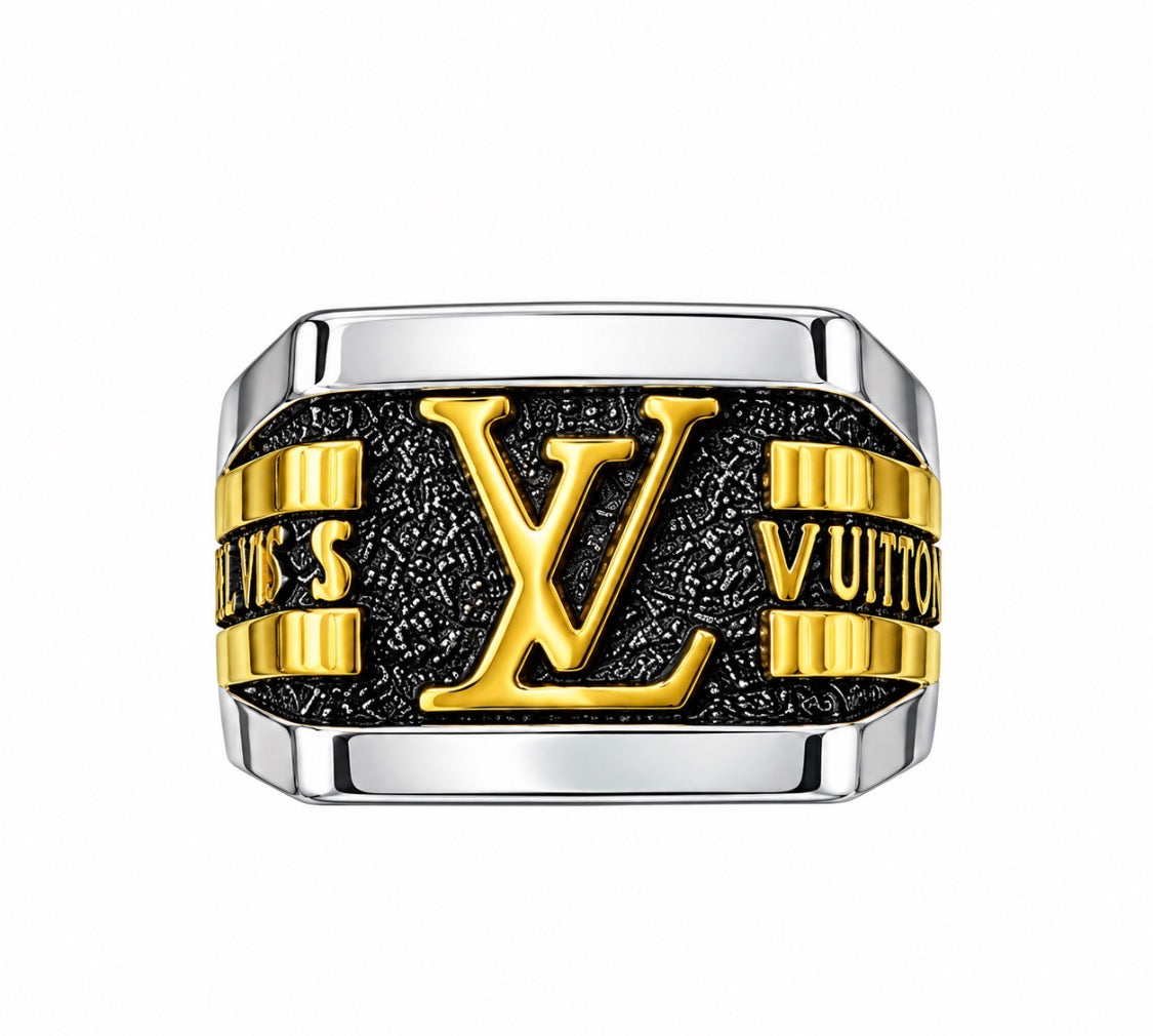 OUL LOU Silver Black Colour Stylish Ring for Men 991103